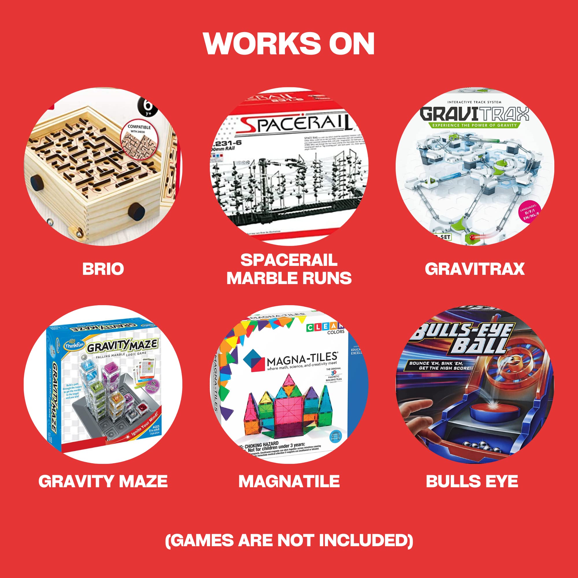 Four Brothers Replacement Balls for BRIO Labyrinth & Pinball Games - 10 Pack | Durable Plastic Marbles for Kids' Wooden Toy Maze & Pinball Machine Accessories