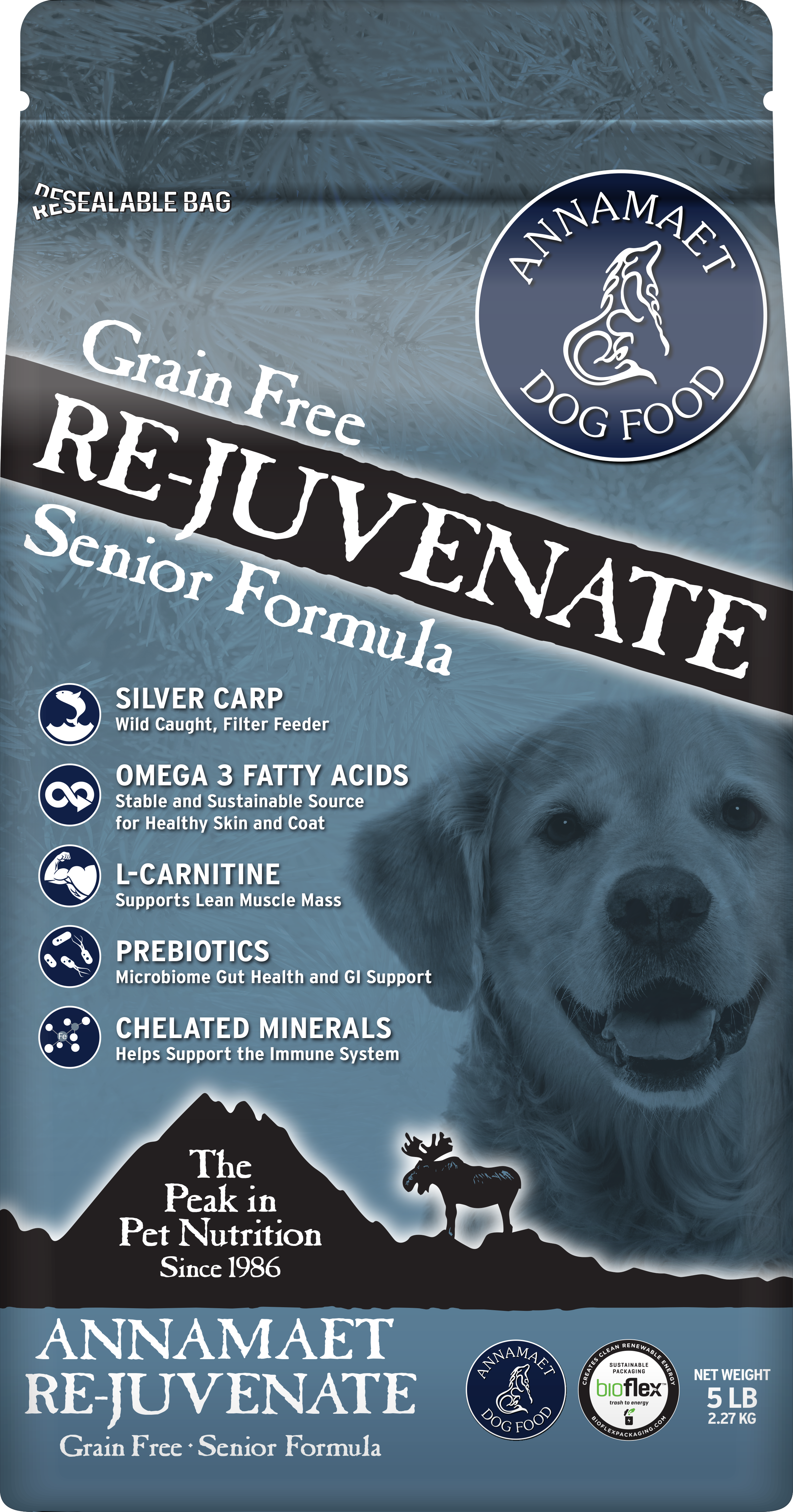 Annamaet Grain Free Dry Dog Food for Senior Dogs - High Protein, All Natural Ingredients - Supports Joint Health & Digestion - Perfect for Aging & Less Active Dogs
