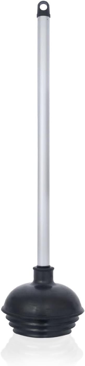 NEIKO 60166A Heavy-Duty Toilet Plunger with Patented All-Angle Design & Aluminum Handle | Bathroom Essential for Clog Removal | Black 1-Pack | Perfect for Home, Office & RV Use