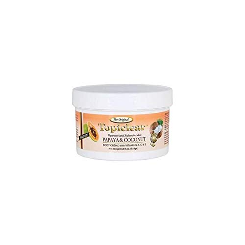 Topiclear Papaya & Coconut Body Cream 18 Oz - Natural Moisturizing & Brightening Lotion for Dry Skin - Perfect for Daily Hydration & Summer Skincare