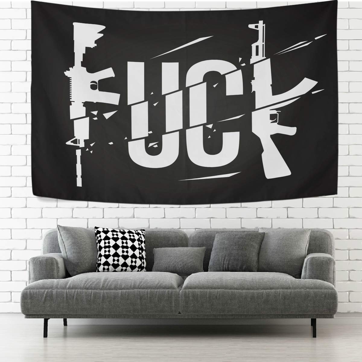 AGONA Gothic Tapestry - Black Skull & Guns Print Wall Hanging Decor | 60x51 Inch Large Wall Art for Bedroom, Living Room, Dorm | Perfect for Gothic Home Decor, Punk Room Aesthetic & Alternative Interior Design