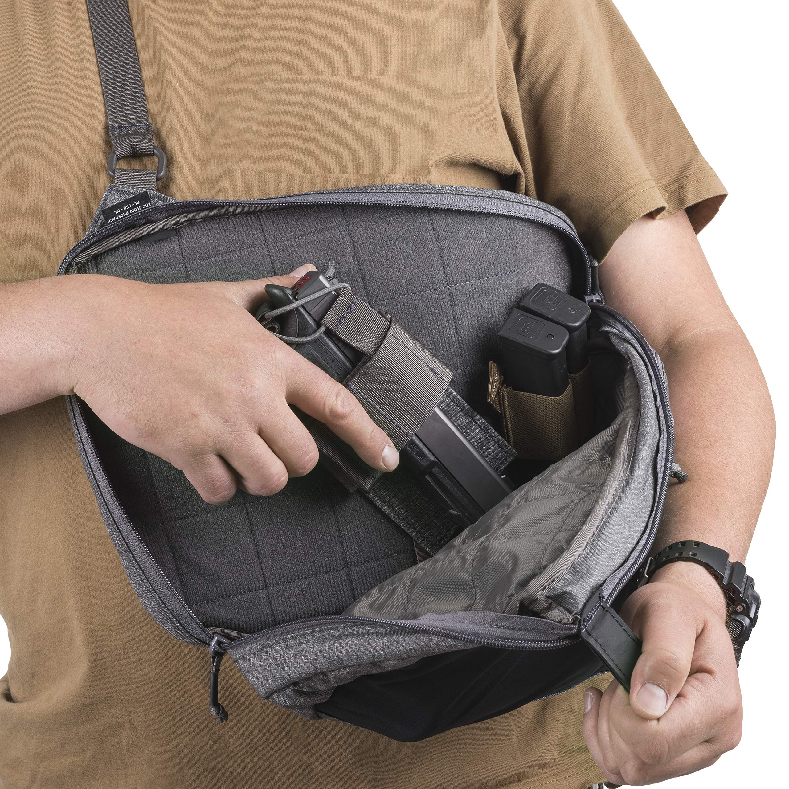 Helikon-Tex EDC Sling Backpack - Compact Tactical Crossbody Bag for Men & Women, Water-Resistant Black Daypack for Urban Commute, Travel & Outdoor Adventures