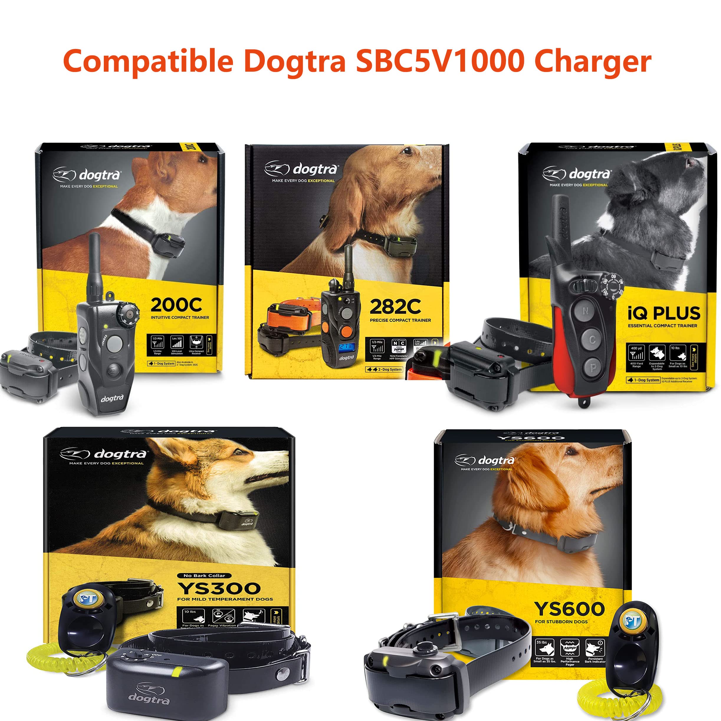 USB Charger Cable 5V 1A Power Cord for Dogtra SBC5V1000, 5.5mm No Bark Dog Training Collar - Compatible with 200C, 202C, 282C, iQ Plus, EF-3000, YS300, YS600, HK-X105-A05, HK-J105-A05 - 5ft Charging Cable for Home & Travel Use