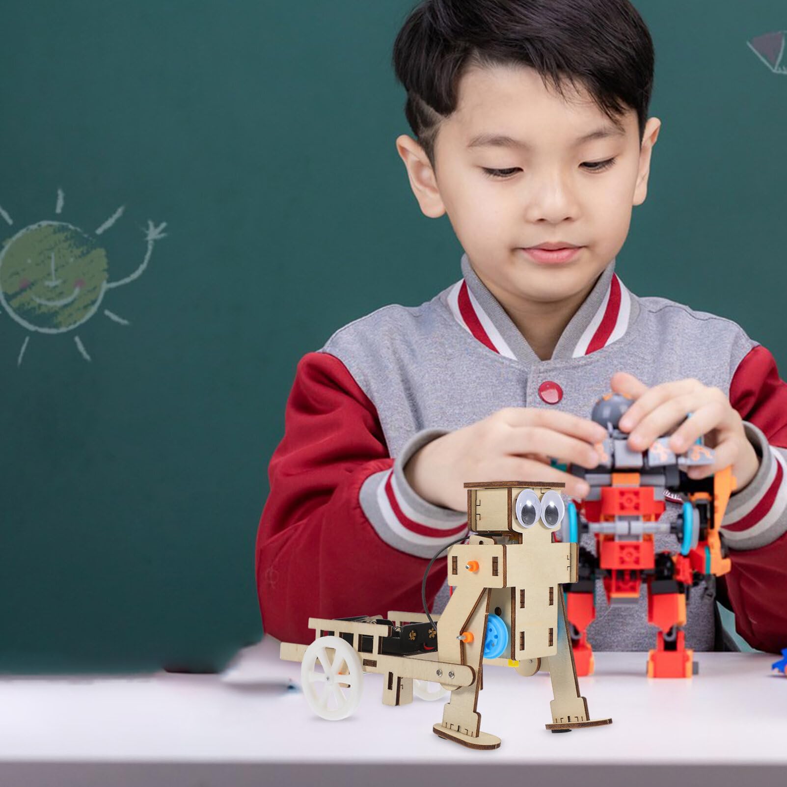 STEM Wooden Robot Building Kit - DIY Science Experiment & Engineering Project for Kids | Educational Electronic Woodworking Toy for STEM Learning, School Projects & Creative Play
