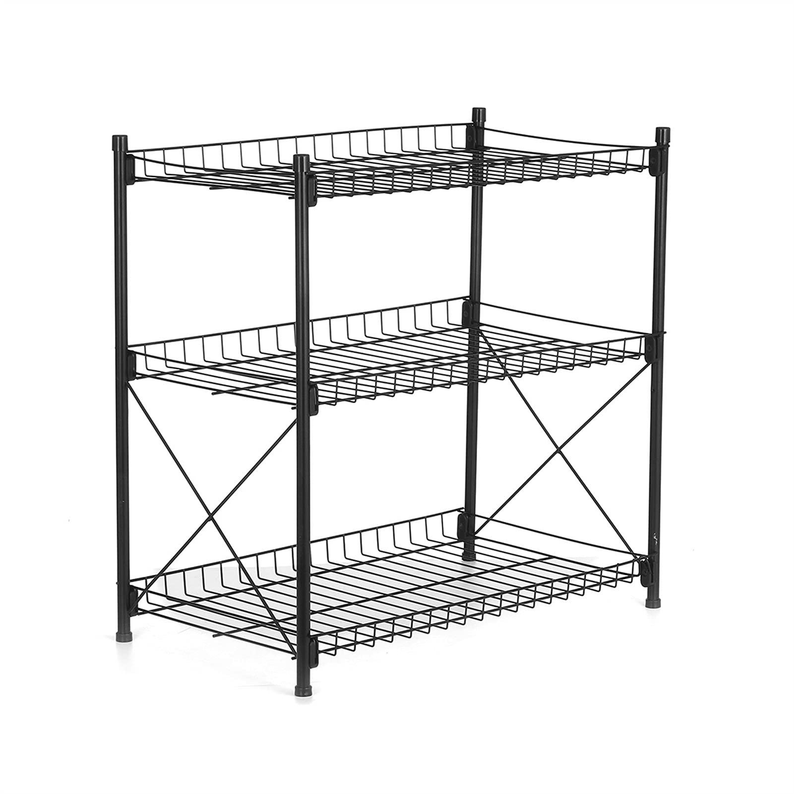 Black 3-Tier Slim Rolling Utility Cart - Mobile Storage Shelf Organizer with Slide-Out Rack for Kitchen, Bathroom & Pantry | Space-Saving Solution for Home Organization & Small Spaces