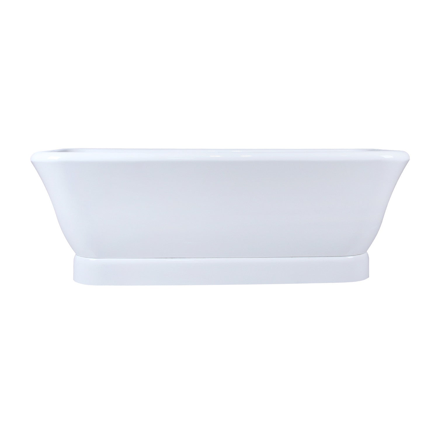 Aqua Eden VTDE713524WA 71 Inch White Acrylic Oval Rectangular Double-Ended Pedestal Bathtub with Drain - No Faucet Drillings - Glossy Finish for Luxury Bathroom & Spa Relaxation