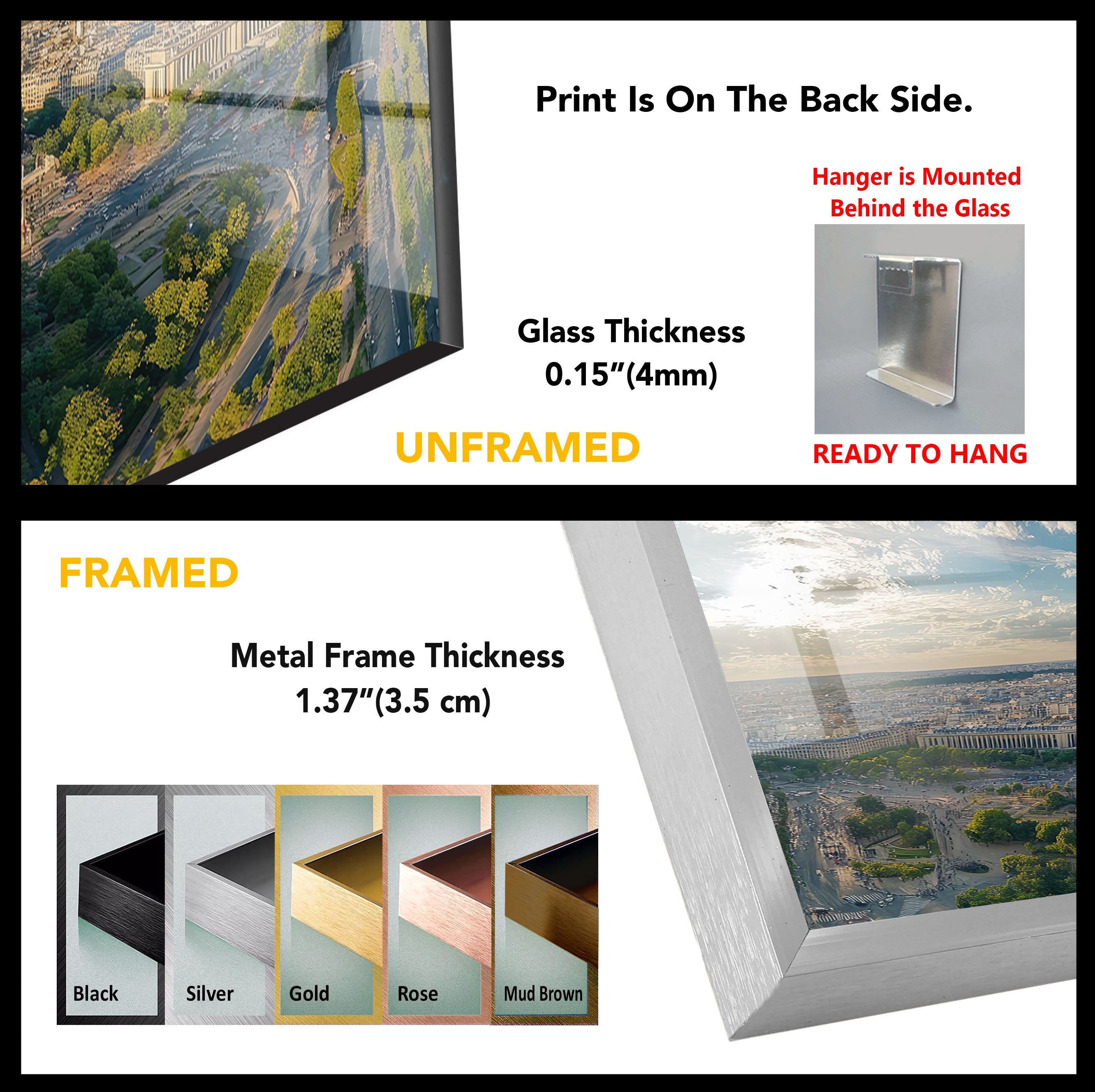 Paris Eiffel Tower Glass Wall Art - Elegant Landscape Decor for Living Room, Bedroom & Office
