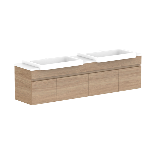 ADP Glacier Pro Semi Recessed Bathroom Vanity Set with Solid Surface Top - 24 Inch Modern Slim Cabinet for Small Spaces, Perfect for Powder Rooms and Guest Bathrooms