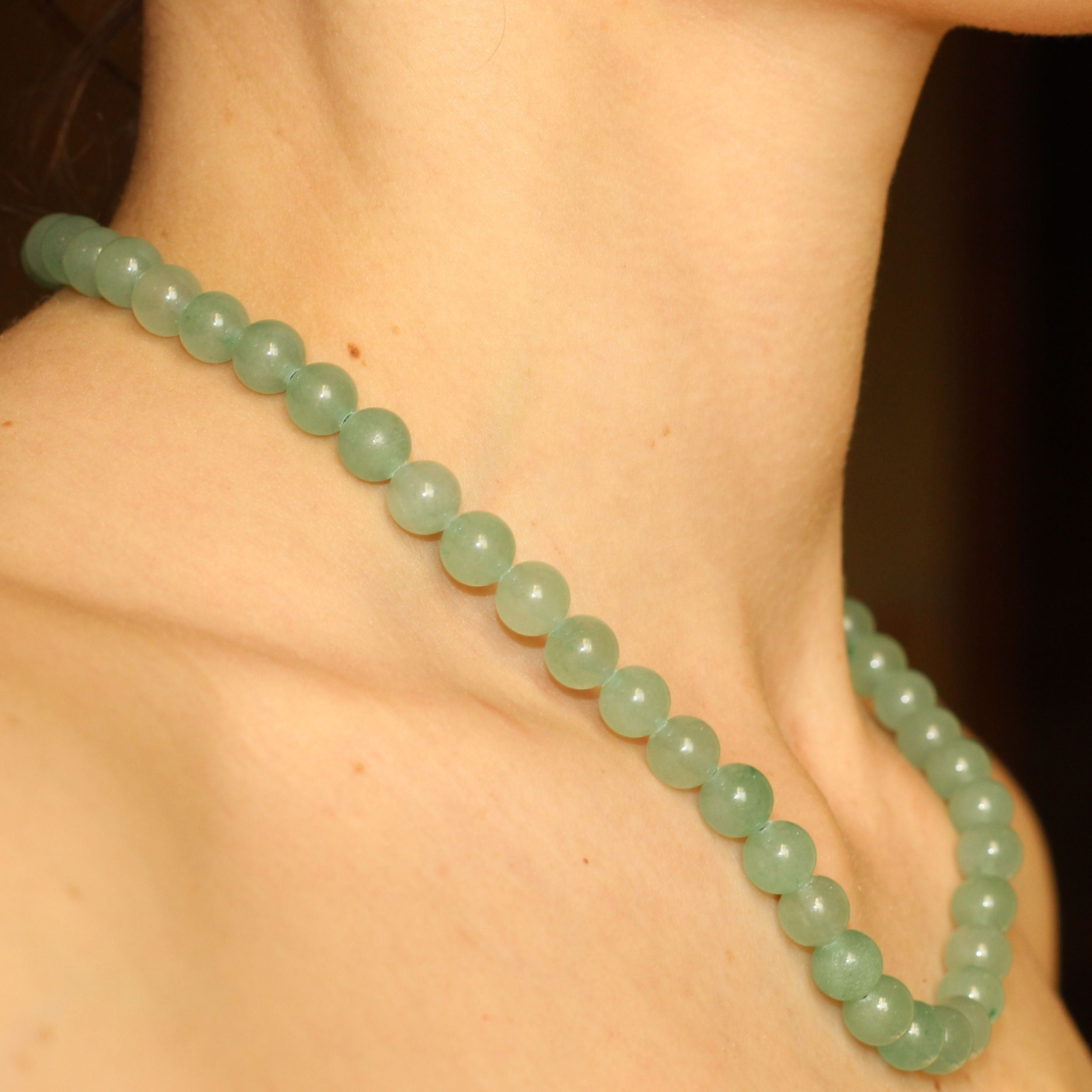 Aventurine Beaded Necklace for Women - Healing Stone Jewelry, Natural Gemstone Beads, Spiritual & Energy Balance - Perfect for Meditation, Yoga & Everyday Wear