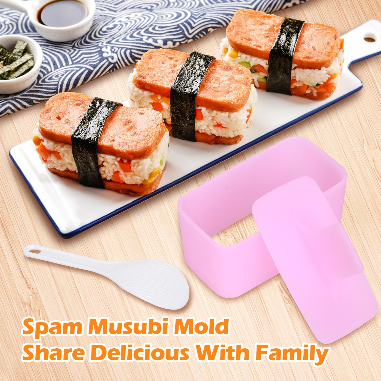 6-Pack Onigiri Mold Kit - 2 Musubi Press Makers, 2 Rice Ladles & 2 Triangle Rice Ball Molds | Perfect for Sushi Making, Bento Box Lunches & Home DIY Cooking | Great for Kids, Meal Prep & Japanese Cuisine Lovers