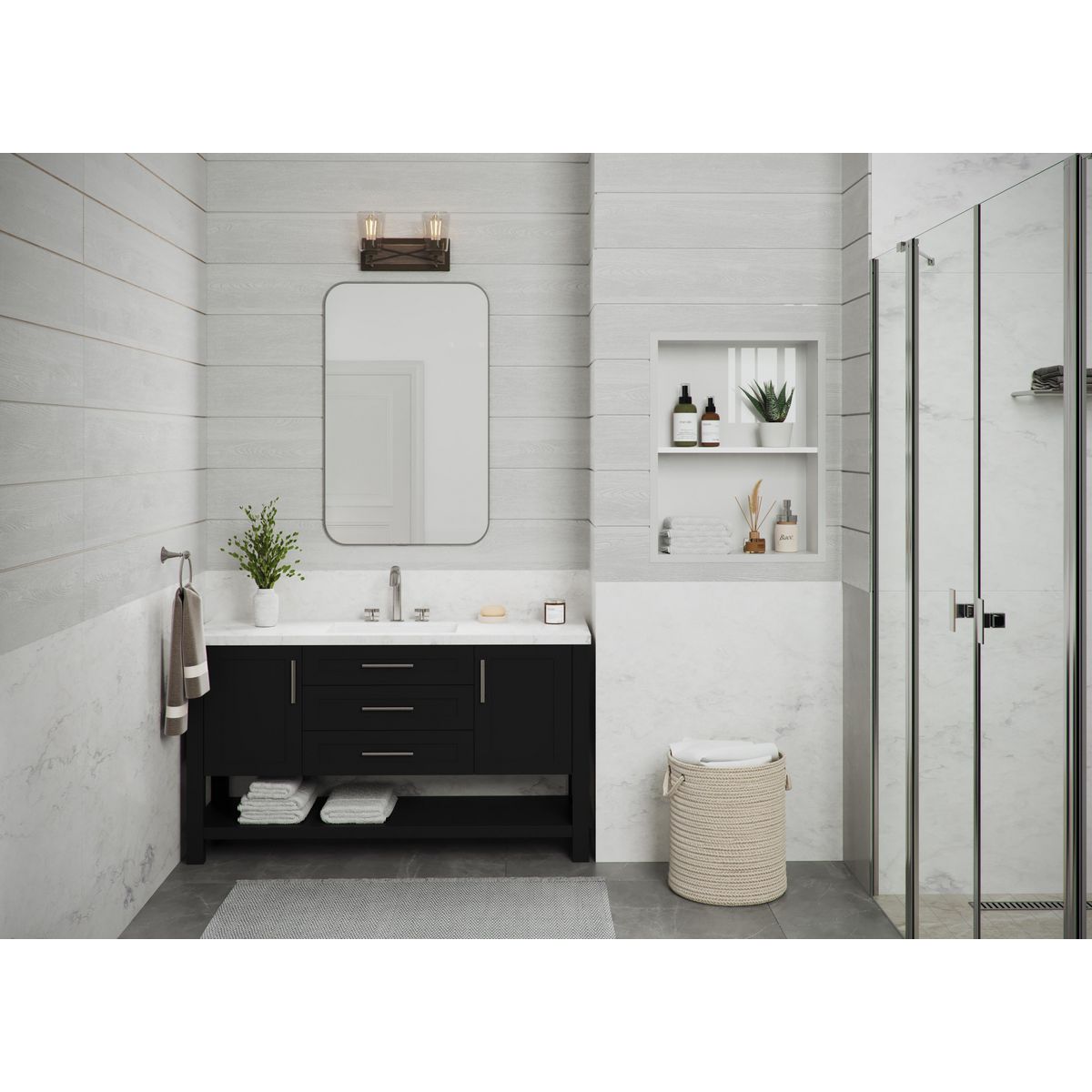 Briarwood Collection 2-Light Clear Glass Bathroom Vanity Light Fixture - Perfect for Modern Bathroom & Powder Room Lighting