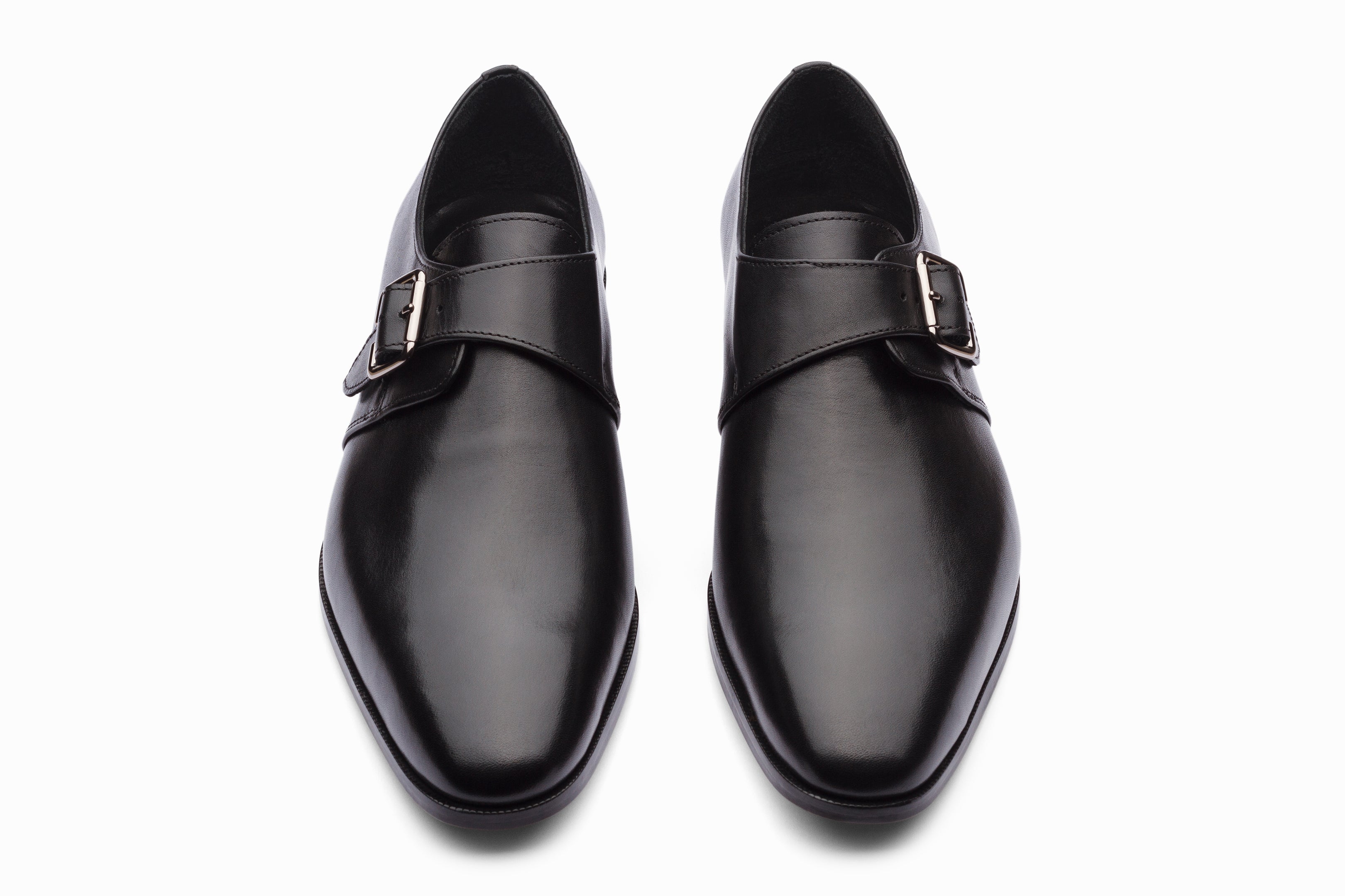 Stylish Black Single Monkstrap Dress Shoes for Men | Formal & Business Occasions | Comfortable & Durable Leather Oxfords