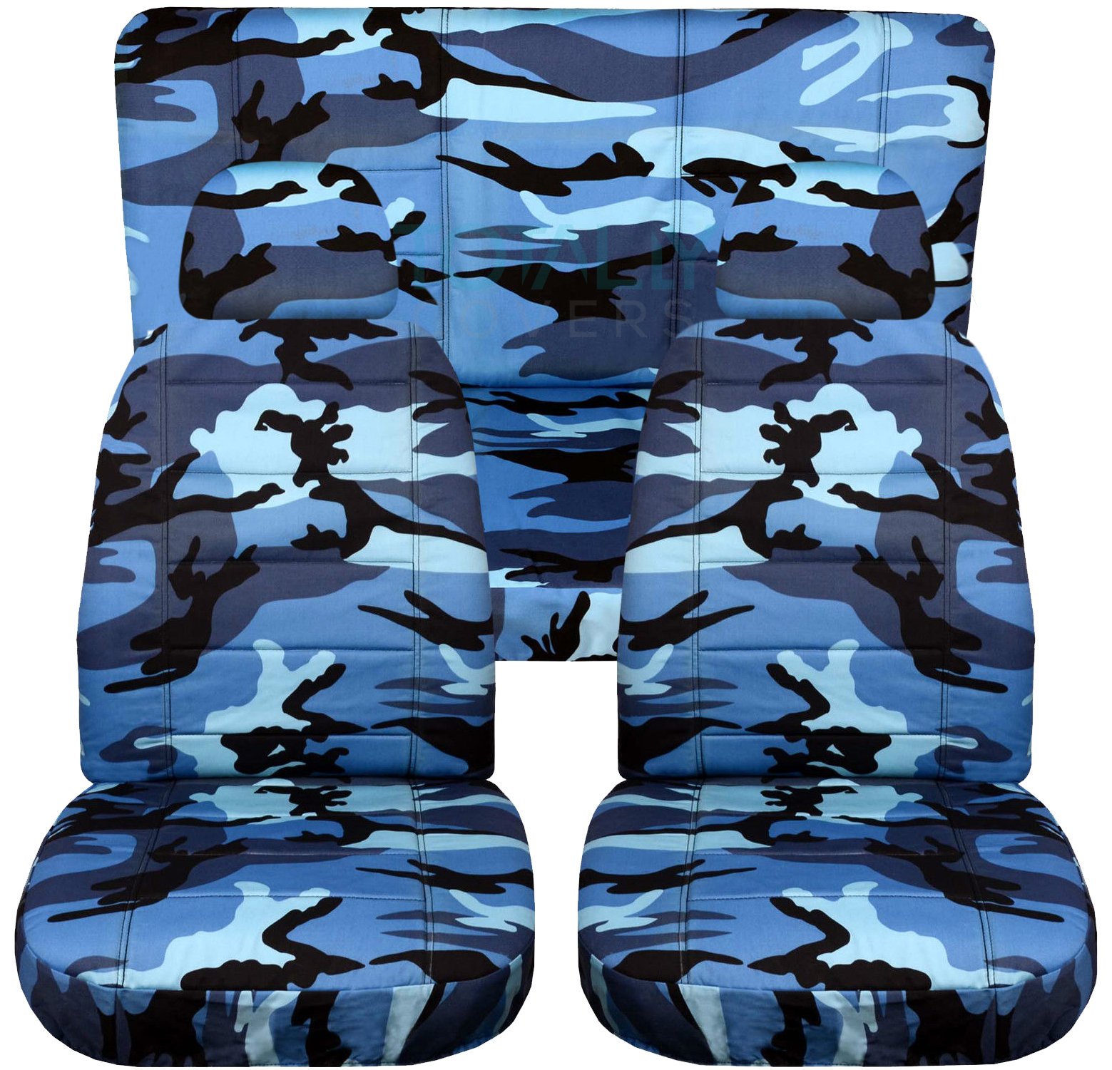Blue Camo Car Seat Covers Full Set with 2 Headrest Covers - Universal Fit for Cars, Trucks, Vans, SUVs & RVs (22 Prints Available) - Durable Protection & Stylish Upgrade for Daily Commute, Road Trips & Outdoor Adventures
