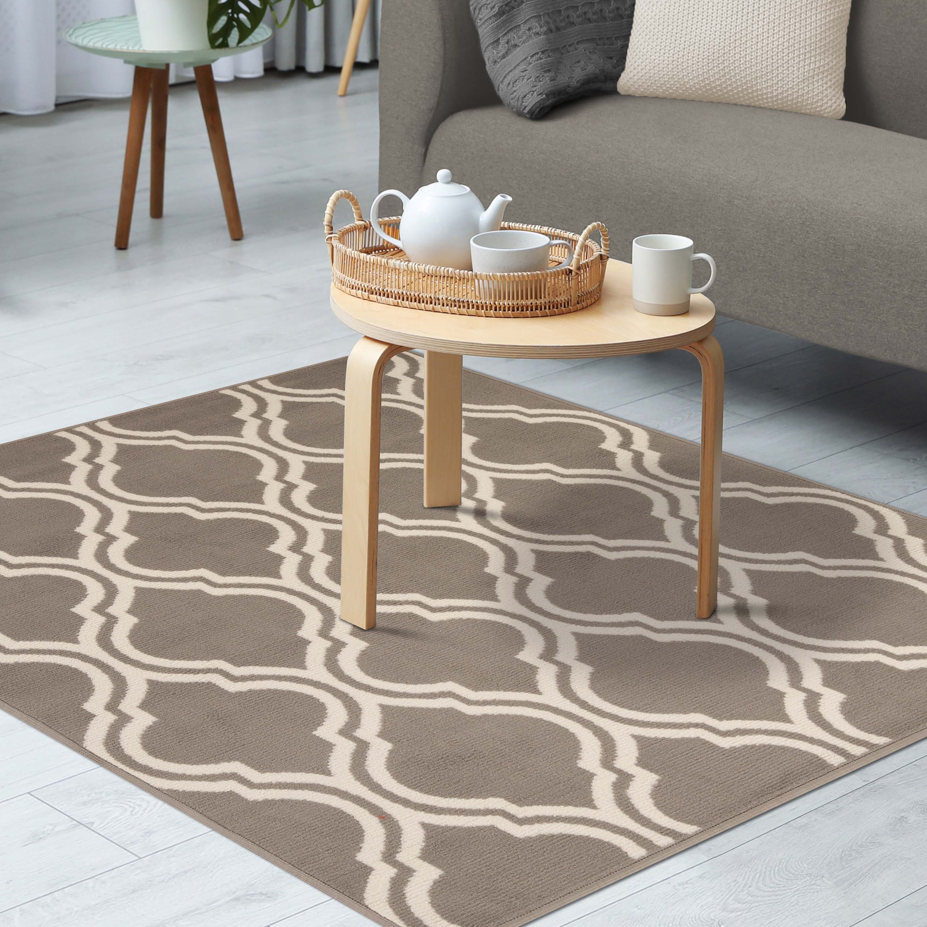 Double Trellis Indoor Area Rug - Non-Slip, Soft & Durable - Perfect for Living Room, Bedroom, or Home Office Decor