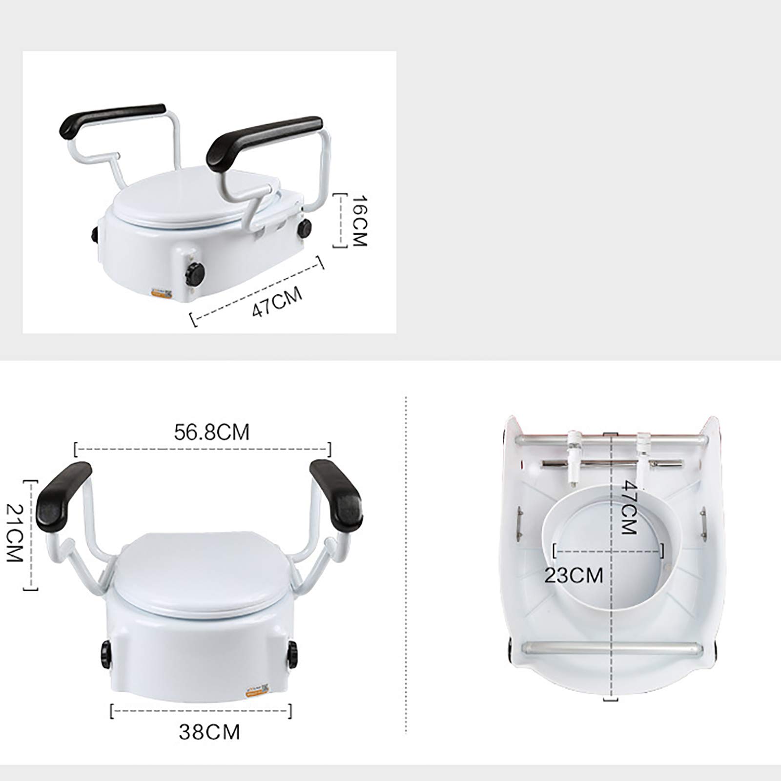 HDGRNCC Adjustable Raised Toilet Seat with Lid - 3 Height Settings (6, 10, 14cm) - Elderly & Disability Bathroom Safety Aid - Ideal for Seniors, Post-Surgery Recovery & Accessible Home Care