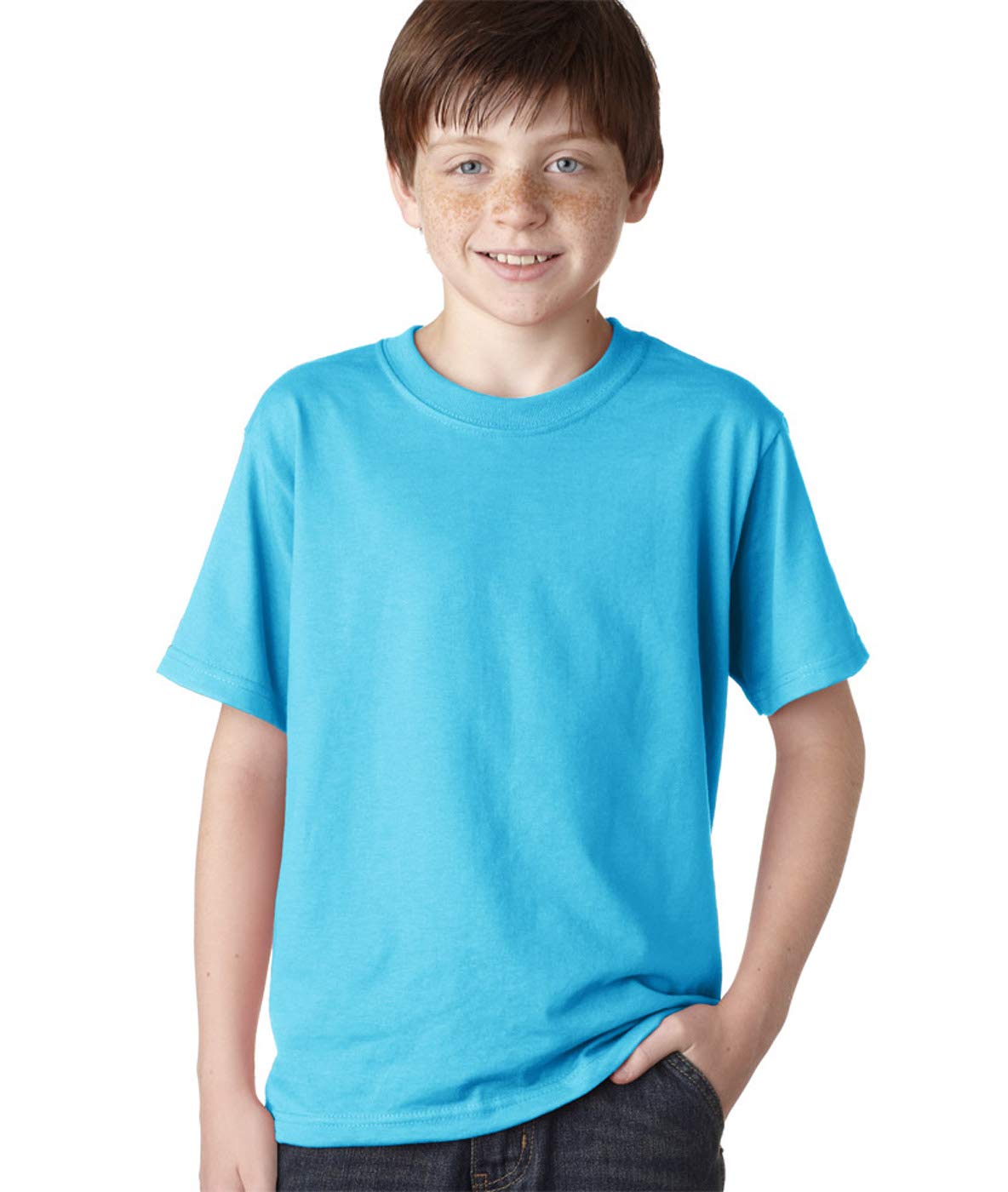 Jerzees Boys Heavyweight Blend Cotton T-Shirt - Aquatic Blue, Size 29B | Comfortable Kids Tee for School, Play & Everyday Wear