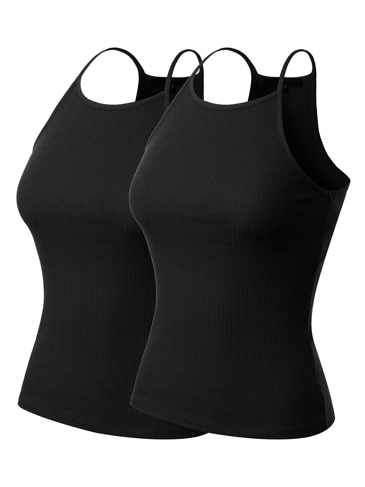 MixMatchy Women's Ribbed High Neck Tank Top - Casual Basic Active Wear for Yoga, Gym & Everyday Outfits
