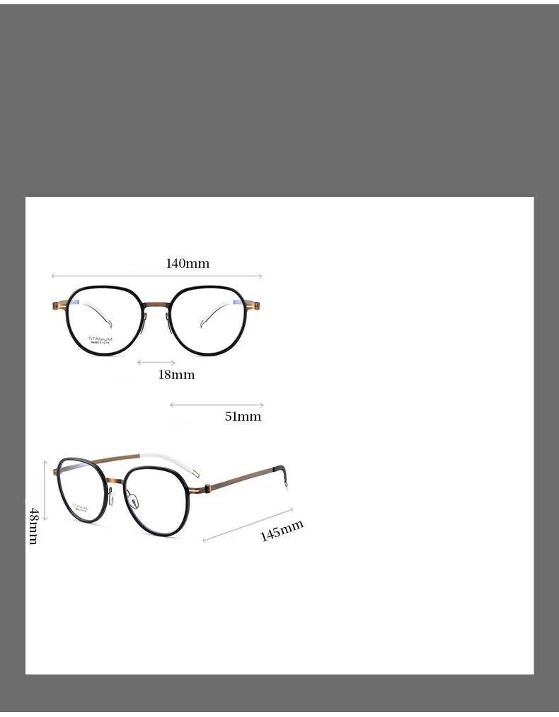 CCspace Unisex Full Rim Round Titanium Eyeglasses 57284 - Lightweight Durable Frame for Men & Women - Perfect for Reading, Work & Fashion Accessories