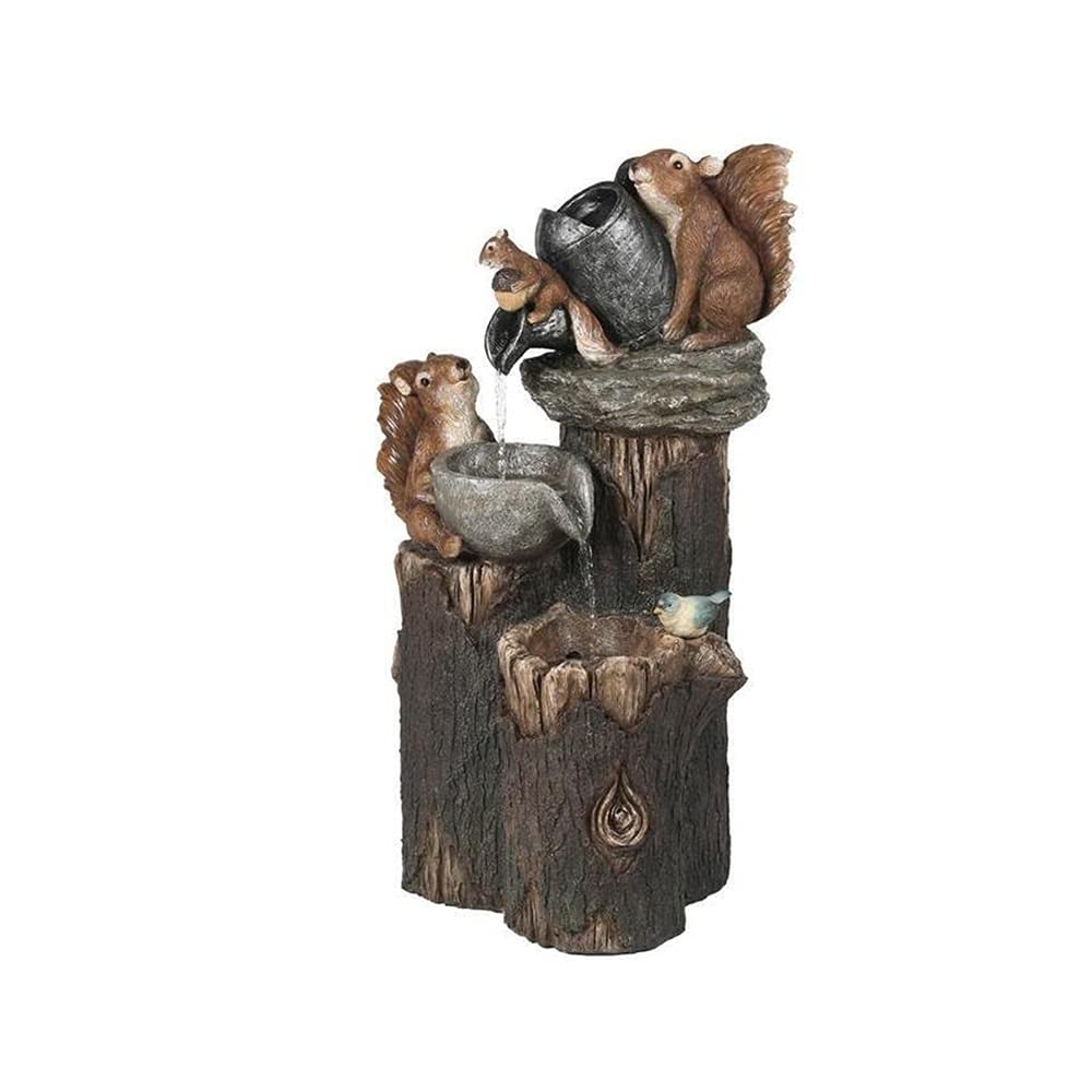 Jinyi2016SHOP Resin Squirrel Family Desktop Fountain - Zen Waterfall for Home Garden, Patio & Outdoor Landscape Decor | Perfect for Meditation, Relaxation & Garden Design