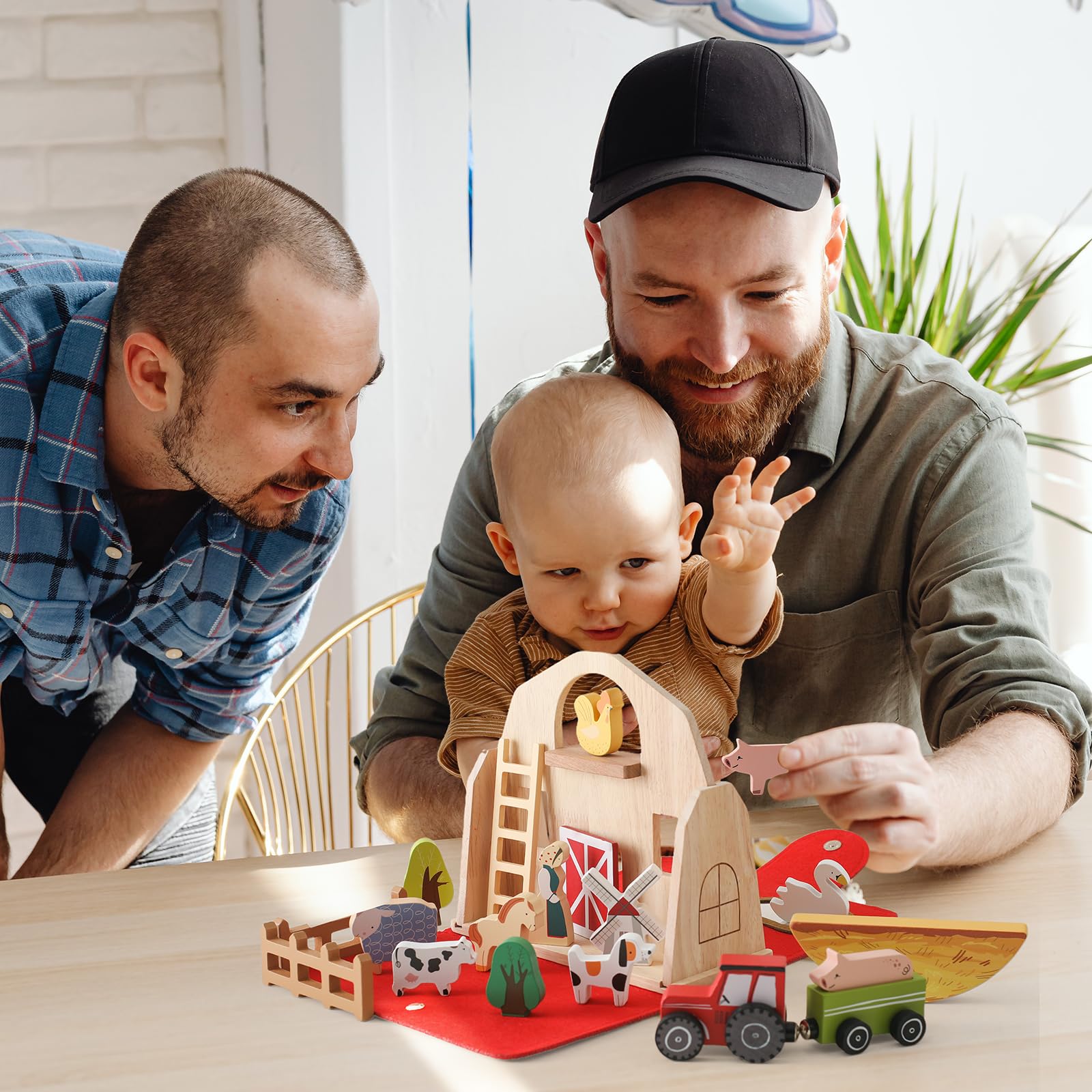 Wooden Barn Farm Animal Toys for Kids Ages 3-5 | Montessori Learning Toys with Red Barn | Portable Playset for Toddlers | Perfect Birthday Gift for Boys & Girls | Farm-Themed Pretend Play for Preschool Education
