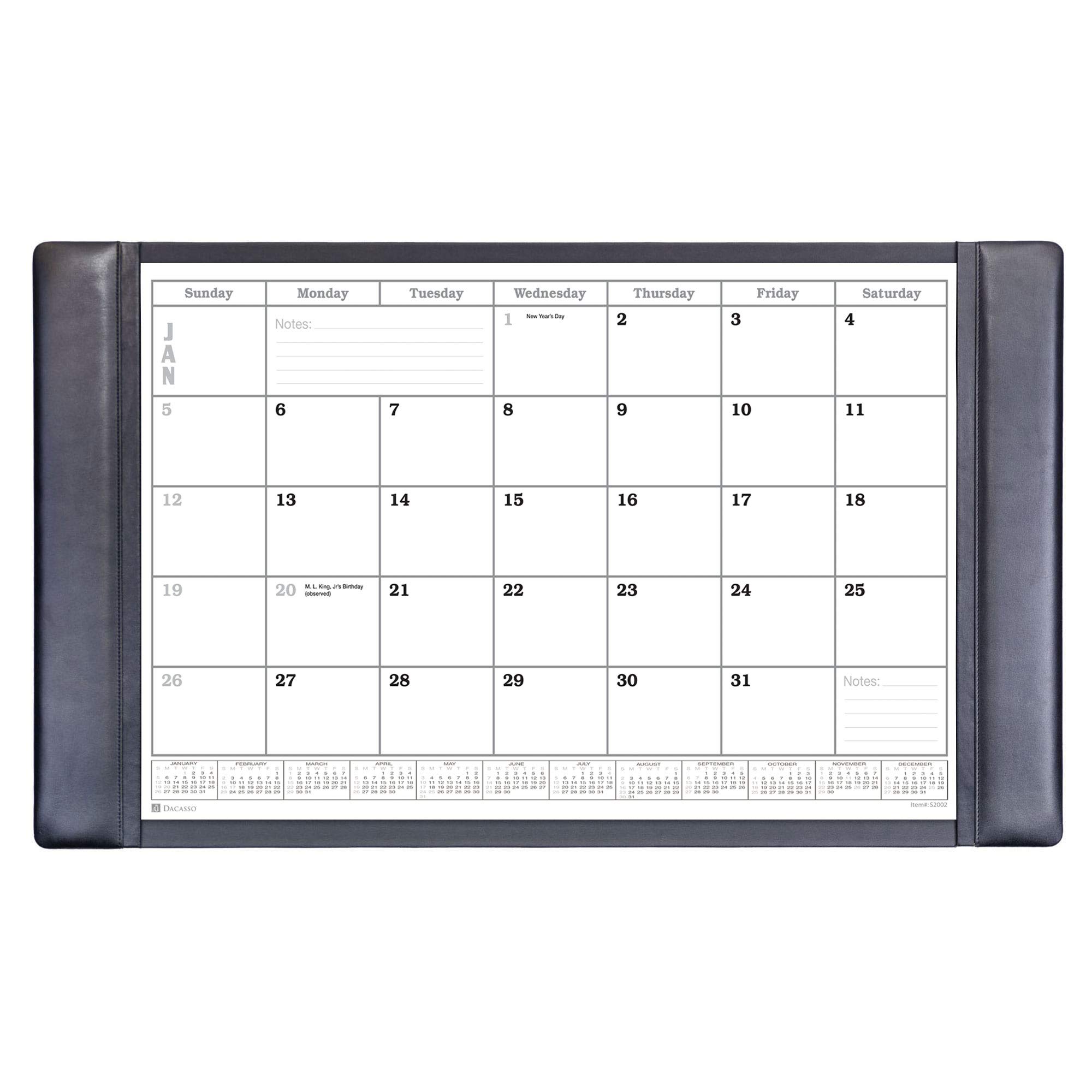 Dacasso Premium Leather Desk Calendar Pad - 34 x 20 Inches, Black (P1050) - Perfect for Office, Home & Executive Gifts