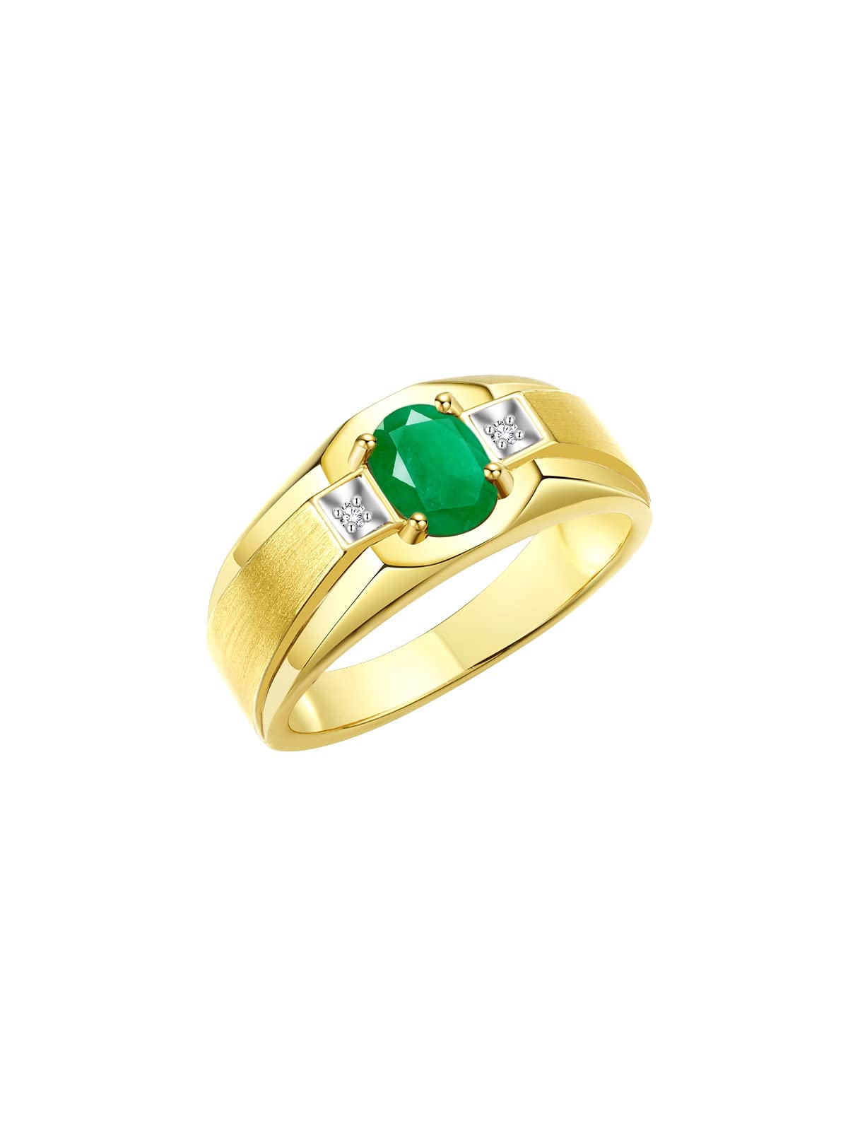 Rylos Men's Classic 7x5mm Oval Gemstone & Diamond Ring – Yellow Gold Plated Silver Birthstone Ring for Men (Sizes 8-13) – Perfect for Weddings, Anniversaries & Gifts