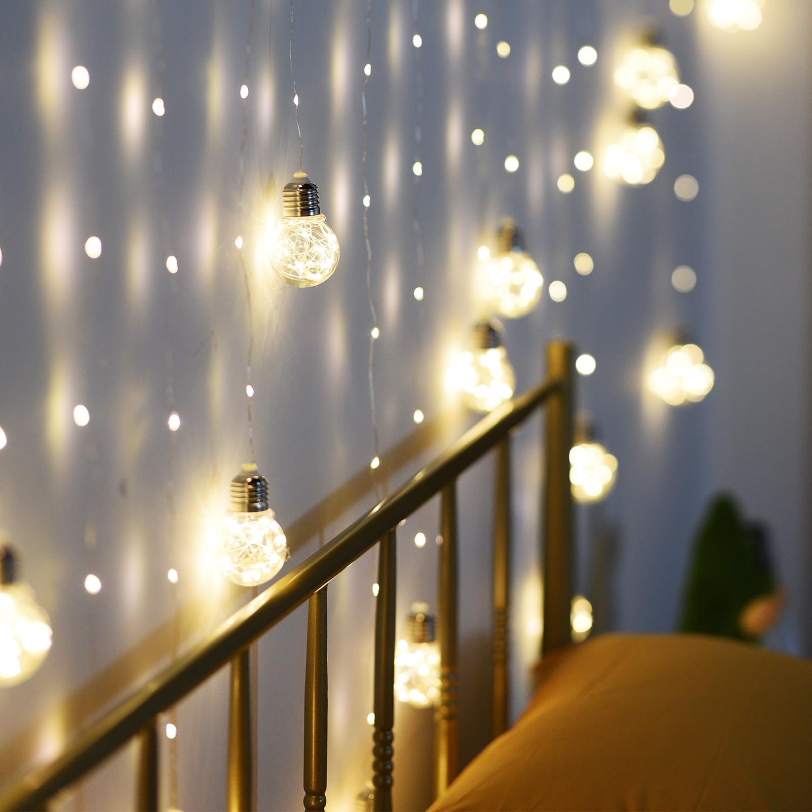 300 LED Fairy Lights for Bedroom Decor - USB/Battery Operated Wishing Ball Curtain Lights with Remote, 8 Lighting Modes - Perfect for Wall, Window, Christmas, Party & Holiday Decoration (Warm White) - Create Cozy Ambiance for Relaxation & Romantic Nights
