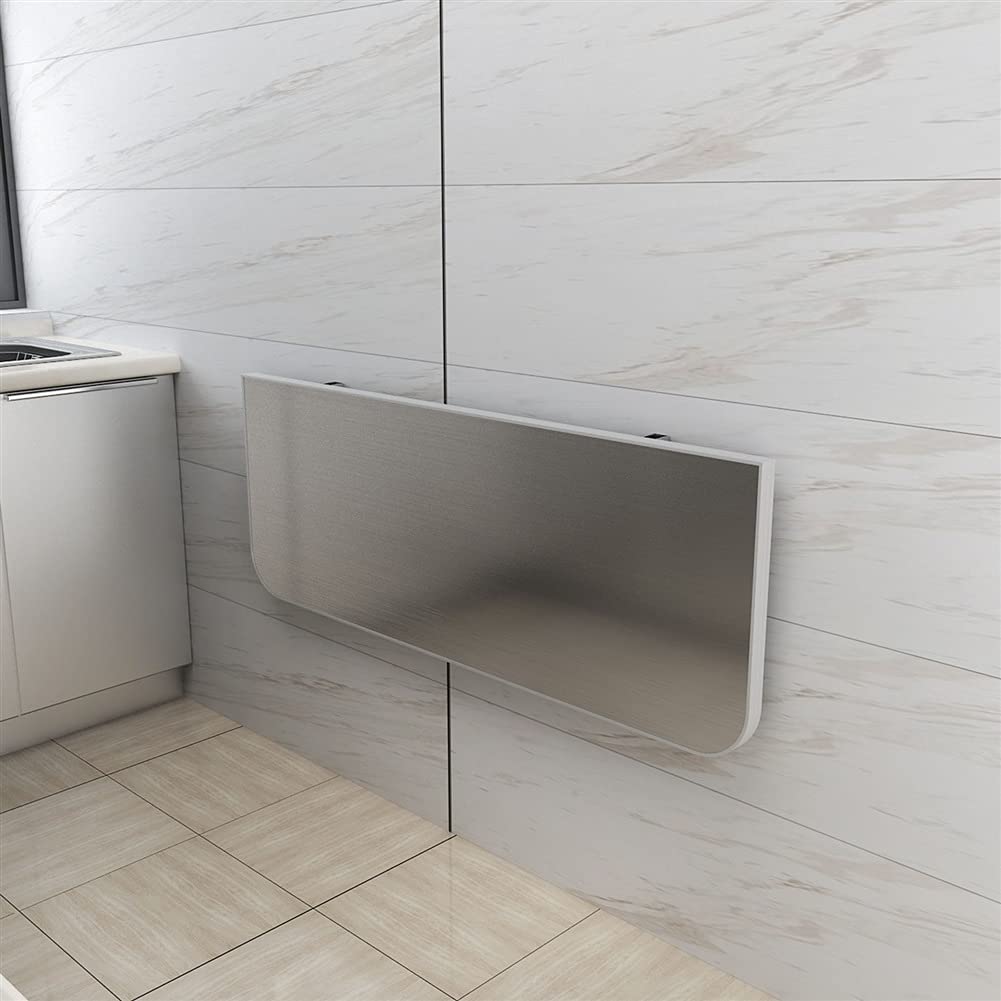 **Heavy Duty 304 Stainless Steel Fold Down Wall Mounted Table - Space Saving Floating Desk for Kitchen, Garage, Laundry & Bathroom - Waterproof Workbench & Dressing Table (120x30cm, 13 Size Options)**    *Perfect for small spaces, DIY projects, meal prep, laundry folding, and home office setups!*