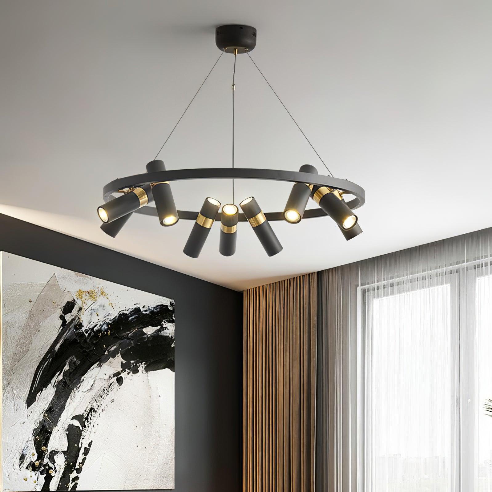 Black Multi Pipe Chandelier - Industrial Style Ceiling Light Fixture for Dining Room, Living Room & Bedroom Decor