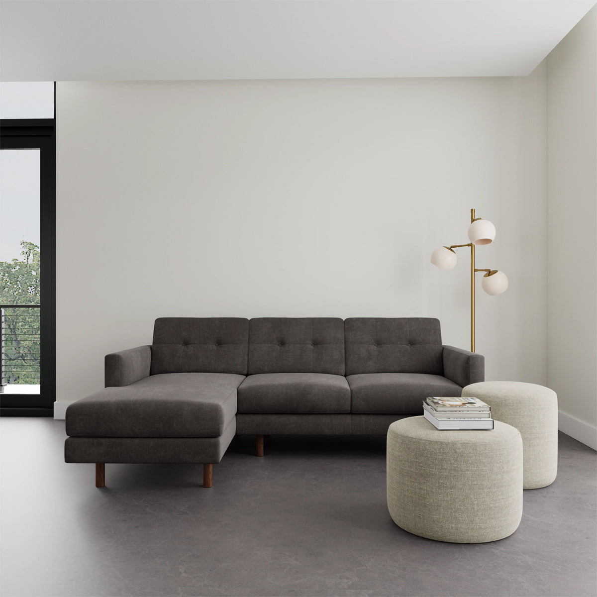 Conrad Fabric Left Chaise Sofa - Modern L-Shaped Sectional Couch with Reversible Chaise Lounge for Living Room, Apartment & Home Theater Comfortable Seating