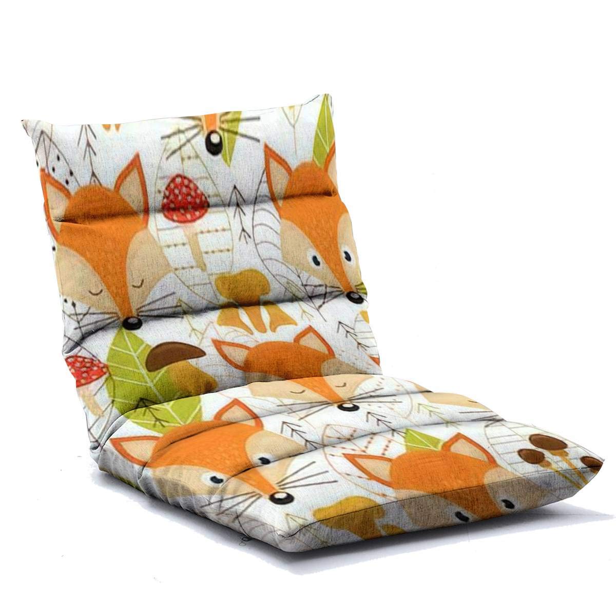 Adjustable Floor Chair with Fox Face Pattern - Memory Foam Folding Lounge Sofa for Adults - Perfect for Home, Office, Reading, Watching TV & Gaming - Ergonomic Floor Seating Solution