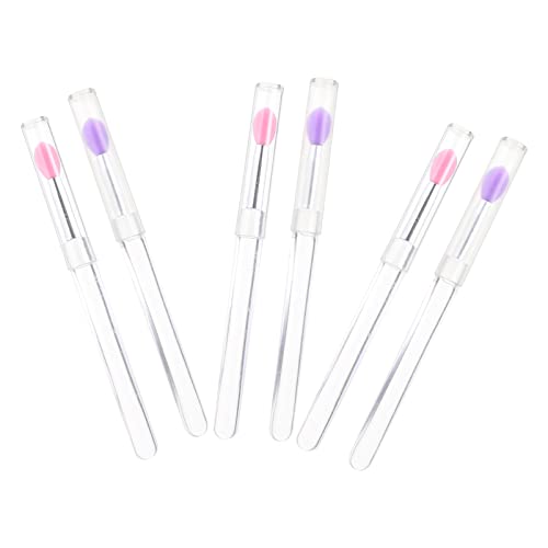 FRCOLOR 6-Piece Silicone Lipstick Brush Set with Lids - Soft Makeup Applicator Brushes for Lip Gloss, Lipstick, Eyebrow & Eyeshadow | Perfect for Precise Lip Cream Application & Professional Makeup Kit