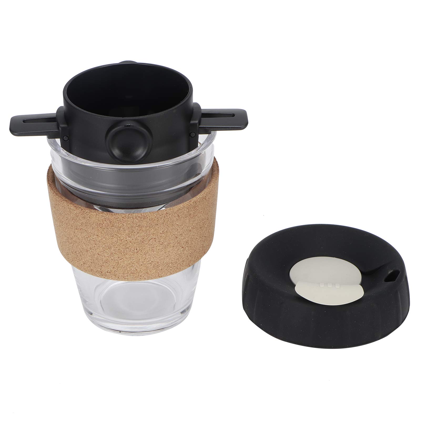 Premium Stainless Steel Pour Over Coffee Maker with Reusable Filter - Portable Coffee Dripper Cone for Home, Office & Travel - Ideal for Specialty Coffee Brewing & Camping (Black)