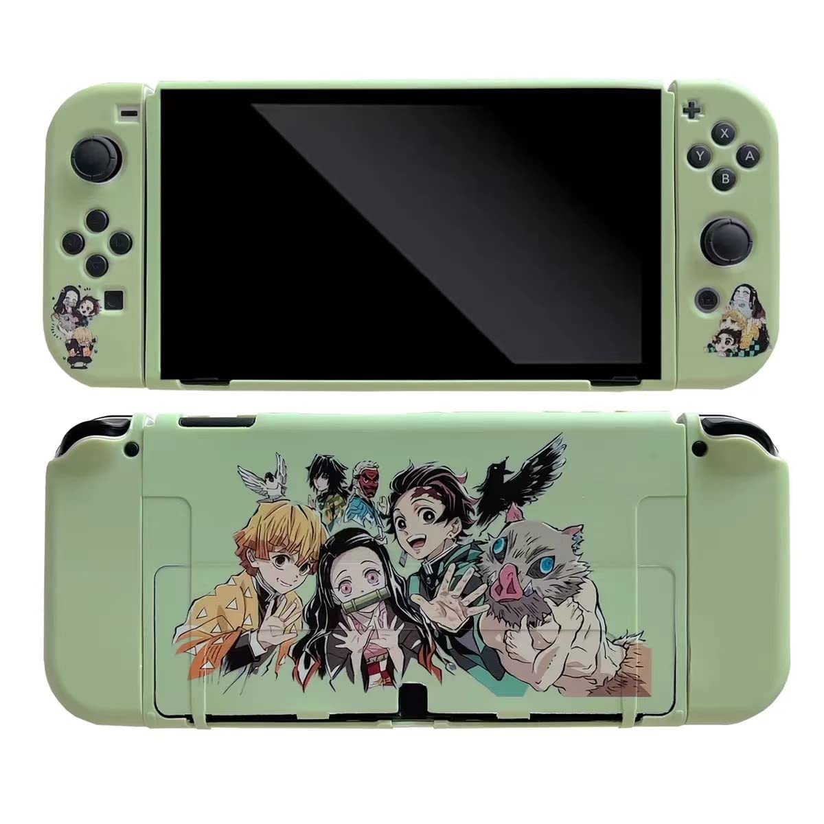 Demon Slayer Nintendo Switch OLED Case - Dockable Soft TPU Cover with Ergonomic Grip & Joycon Protection | Anime Gaming Accessory for Travel & Home Entertainment