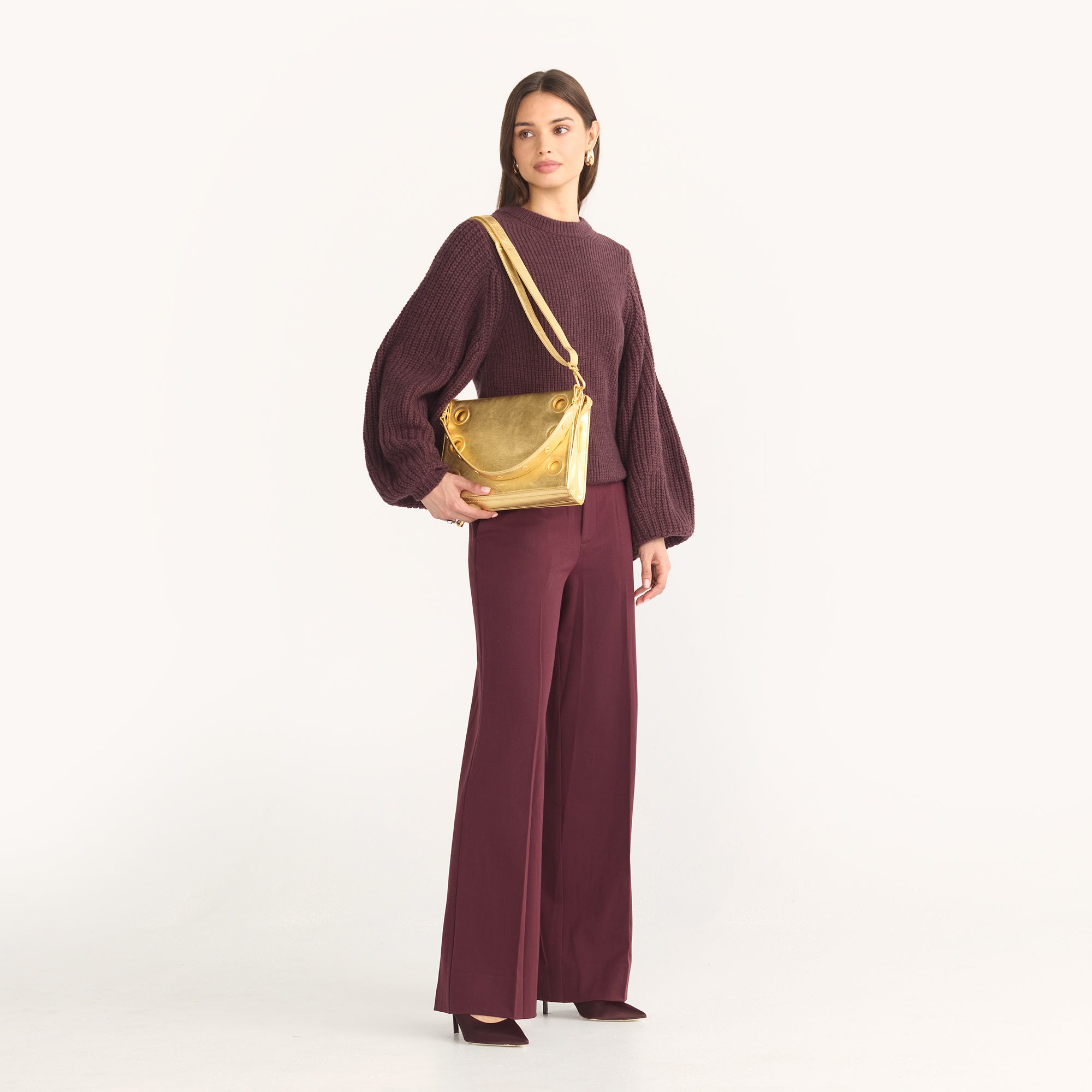 Montana Clutch - Gala Gold & Brushed Gold Hammered Large Crossbody Bag for Women | Perfect for Parties, Weddings & Evening Events