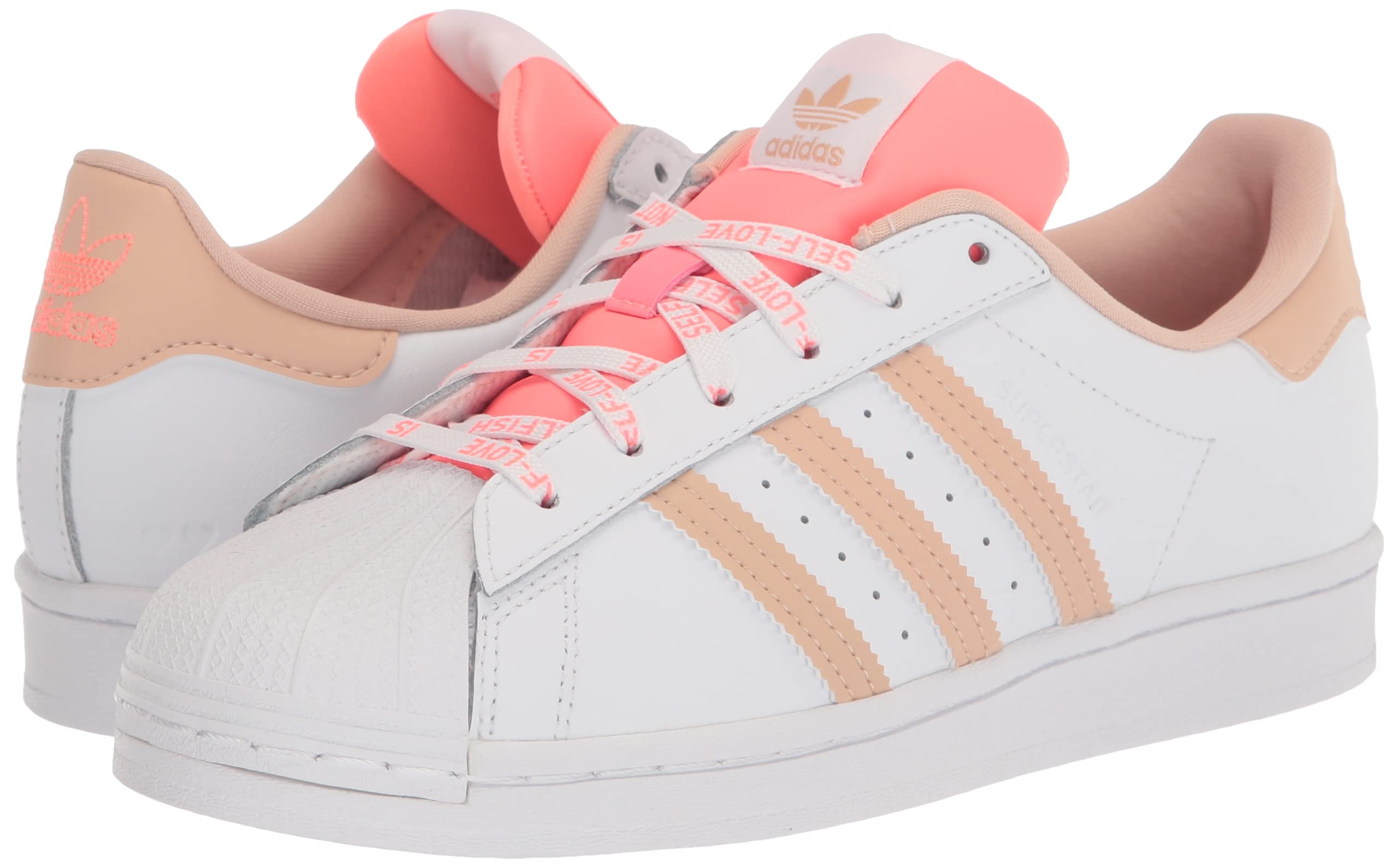 adidas Women's Superstar Sneakers - Classic White Leather Low-Top Shoes for Casual Wear, Running & Gym Workouts