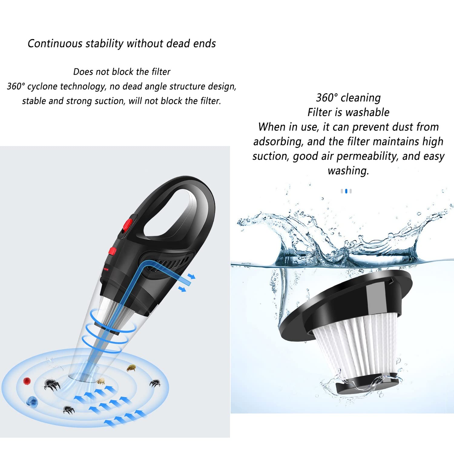 Portable Cordless Handheld Vacuum Cleaner - 120W High Power, 6000Pa Strong Suction for Wet & Dry Cleaning - Ideal for Home, Car, Office & Pet Hair Removal | Quick Cleaning Solution for Floors, Carpets & Upholstery