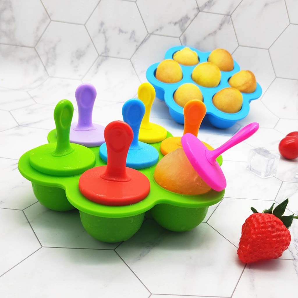 7-Cell Silicone Mini Ice Cube Mold - Reusable Ice Cream Ball & Lolly Maker for DIY Frozen Treats, Yogurt, Baby Food - Perfect for Parties, Summer Snacks & Home Dessert Making