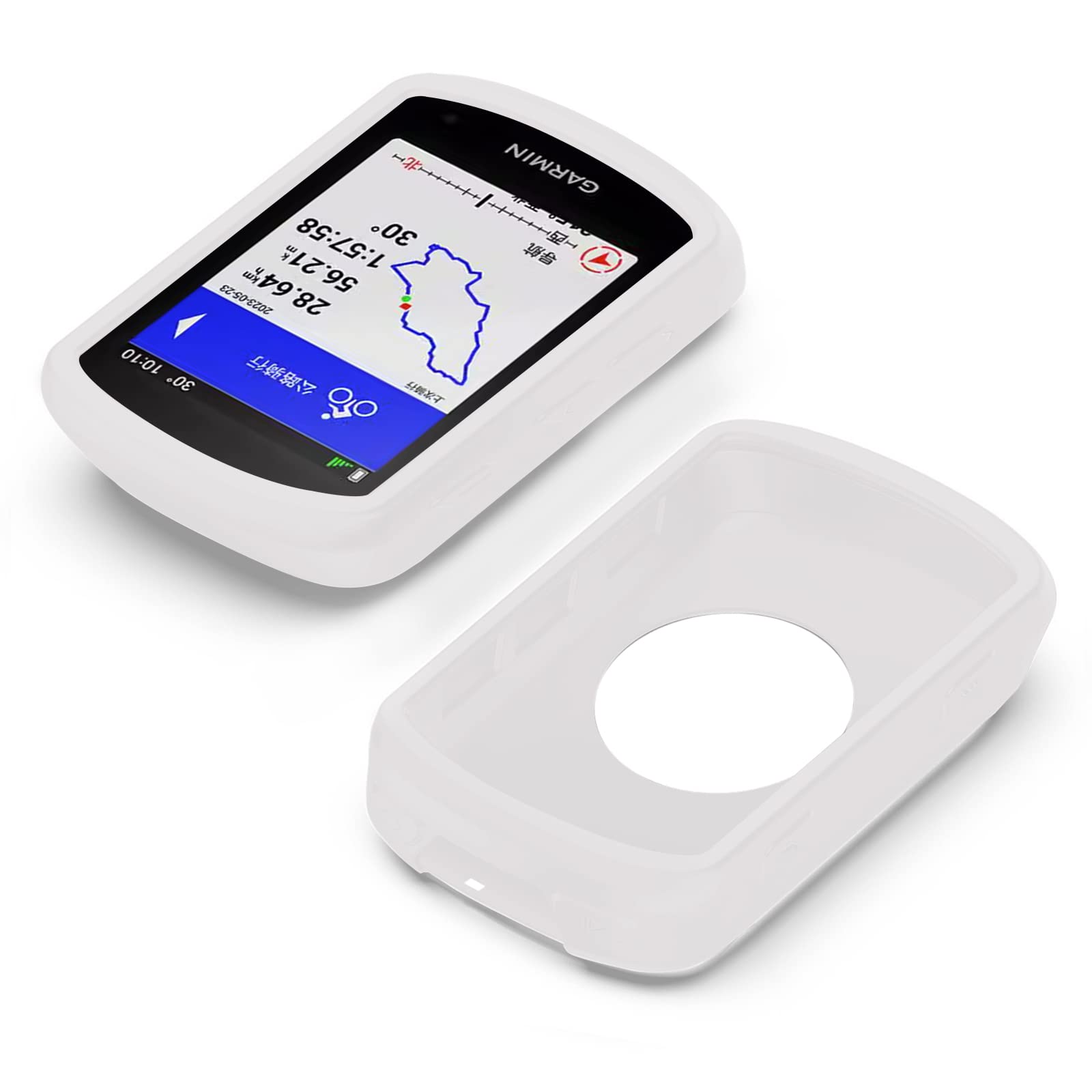 Garmin Edge 540/840 Bike Computer Case - Soft Silicone Cover & Screen Protector for GPS Cycling Accessories - White (Perfect for Road Biking, Mountain Cycling & Outdoor Adventures)
