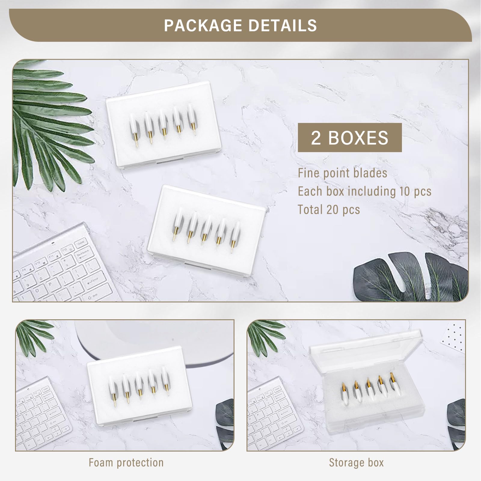 20 PCS Premium Fine Point Blades for Cricut Maker 3/Maker/Explore 3/Air 2/Air/One - 1.0mm Replacement Blades Compatible with Most Light Materials - Perfect for Vinyl, Cardstock, Paper Cutting and DIY Craft Projects