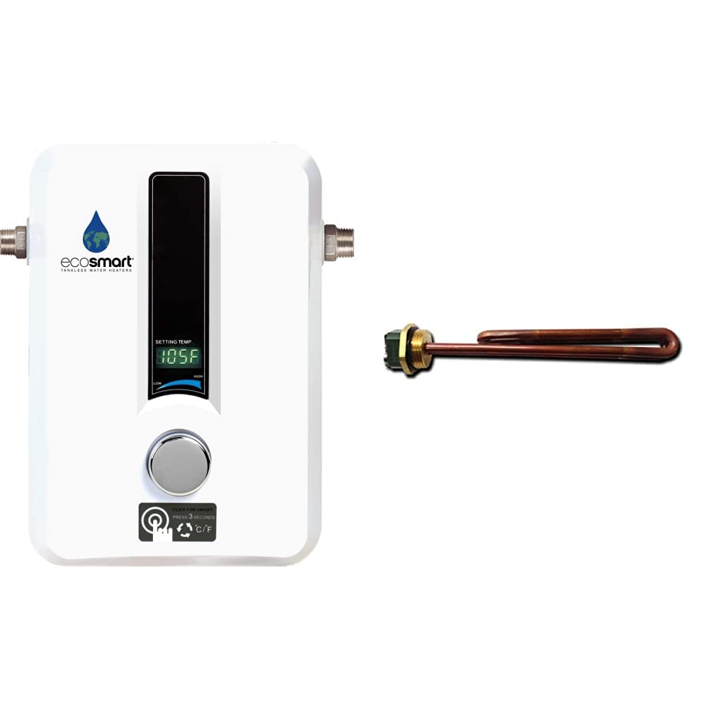EcoSmart ECO 11 Electric Tankless Water Heater with Ecosmart HE 55220 ECO 8 Element - On-Demand Hot Water for Bathroom, Kitchen & Small Homes - Energy Efficient & Space Saving