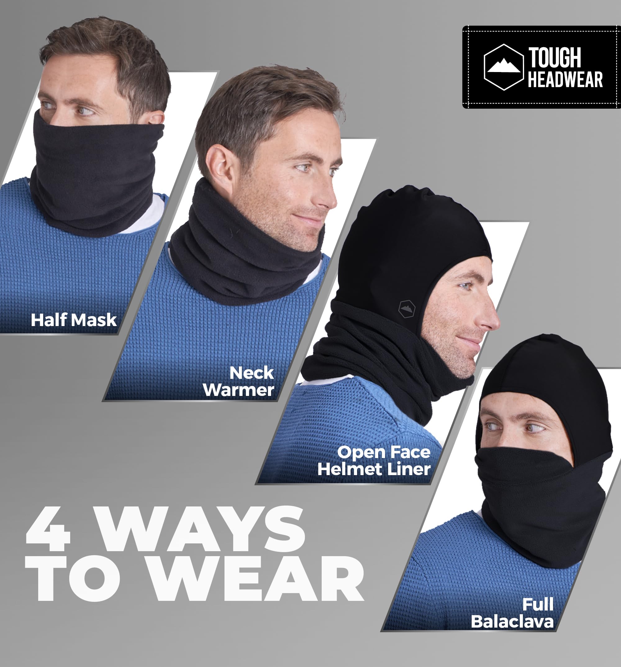 Winter Neck Warmer Fleece Balaclava - Unisex Ski Mask & Cold Weather Face Cover for Men & Women - Motorcycle Helmet Liner for Snowboarding, Skiing, Cycling & Outdoor Activities