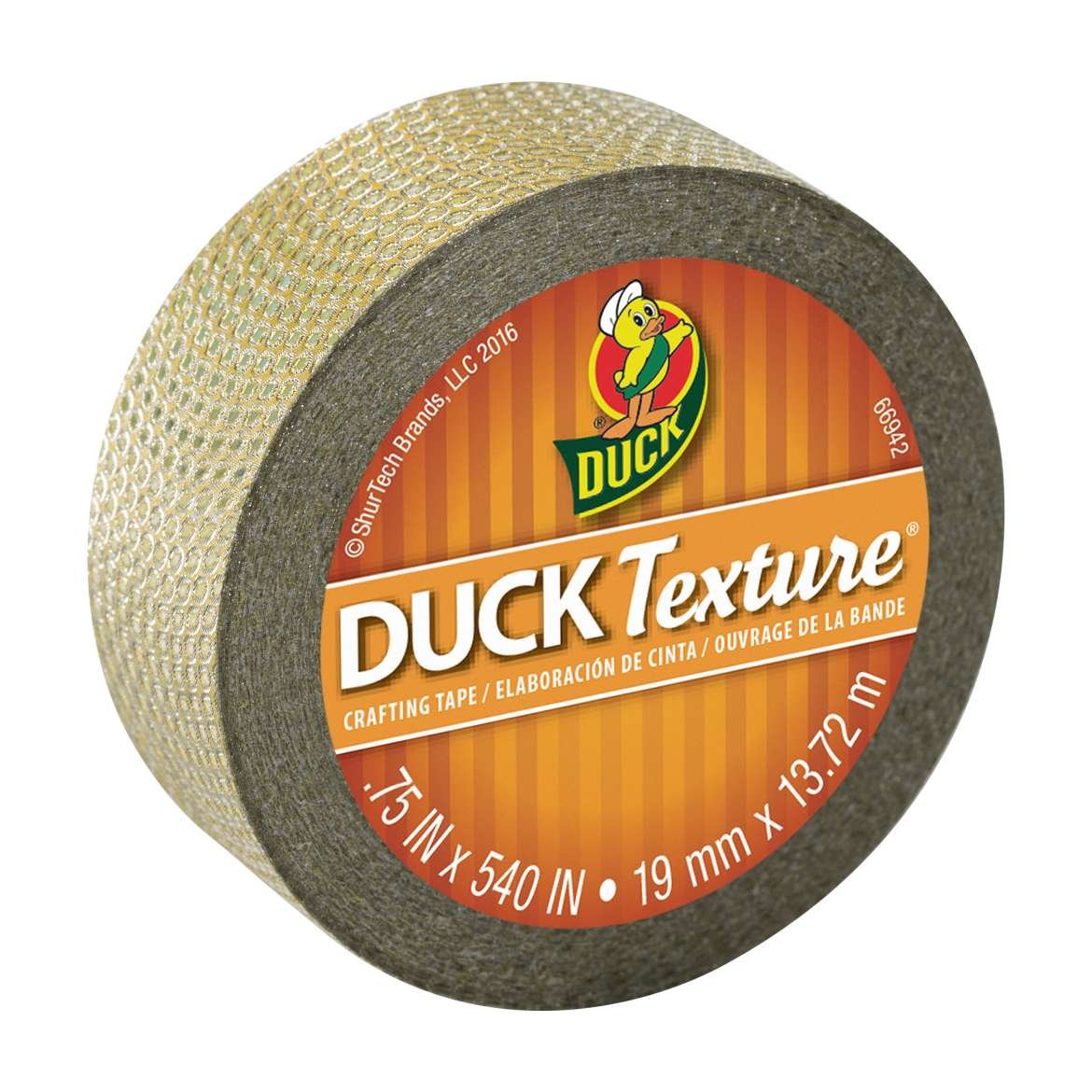Duck Brand Decorative Tape - .75 in x 15 yds, Gold Wave Pattern, Duck Texture - Perfect for Scrapbooking, Gift Wrapping & DIY Crafts