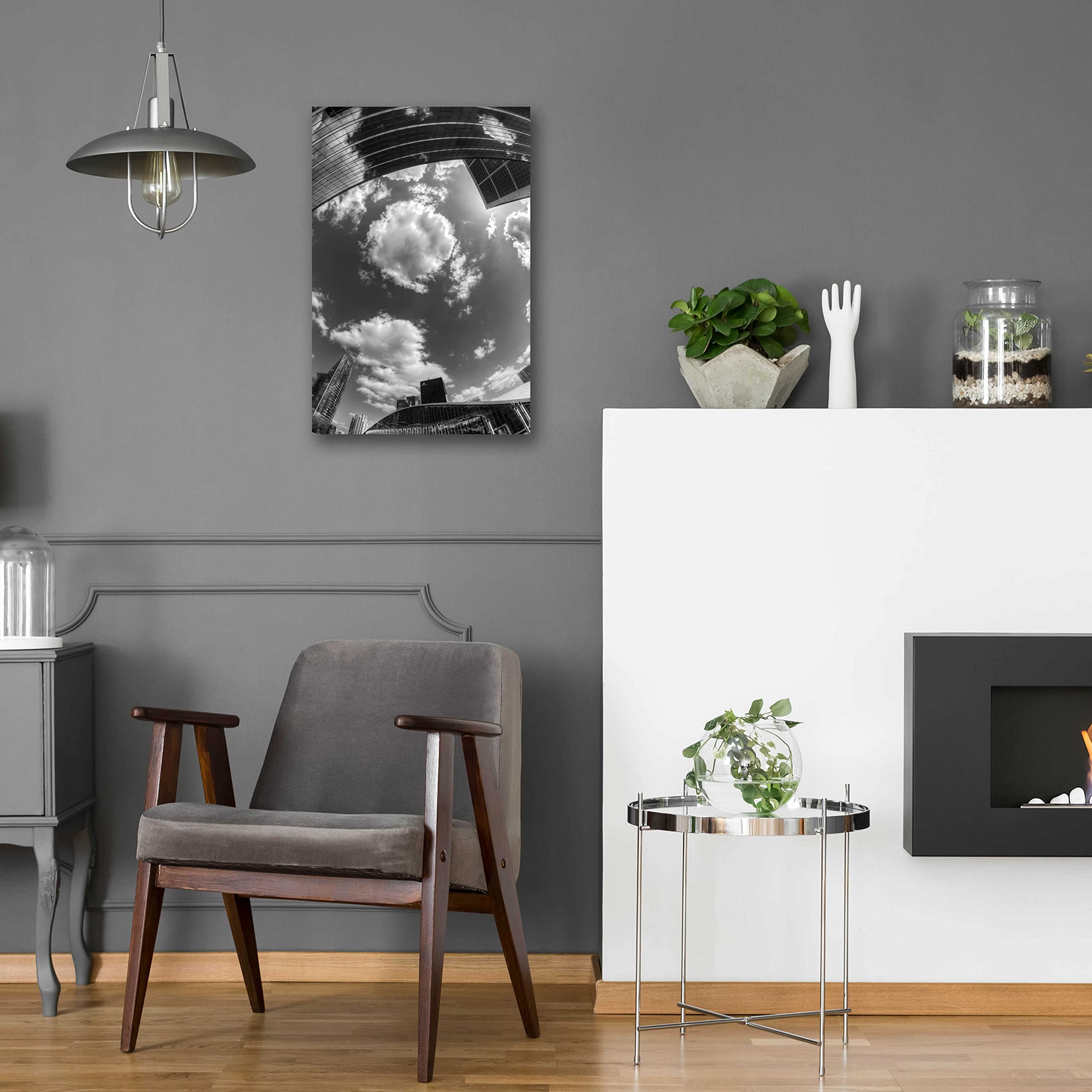 Urban Sky II by Sebastien Lory - Modern Acrylic Glass Wall Art Painting 16x24 Inches - Perfect for Living Room, Bedroom & Office Decor