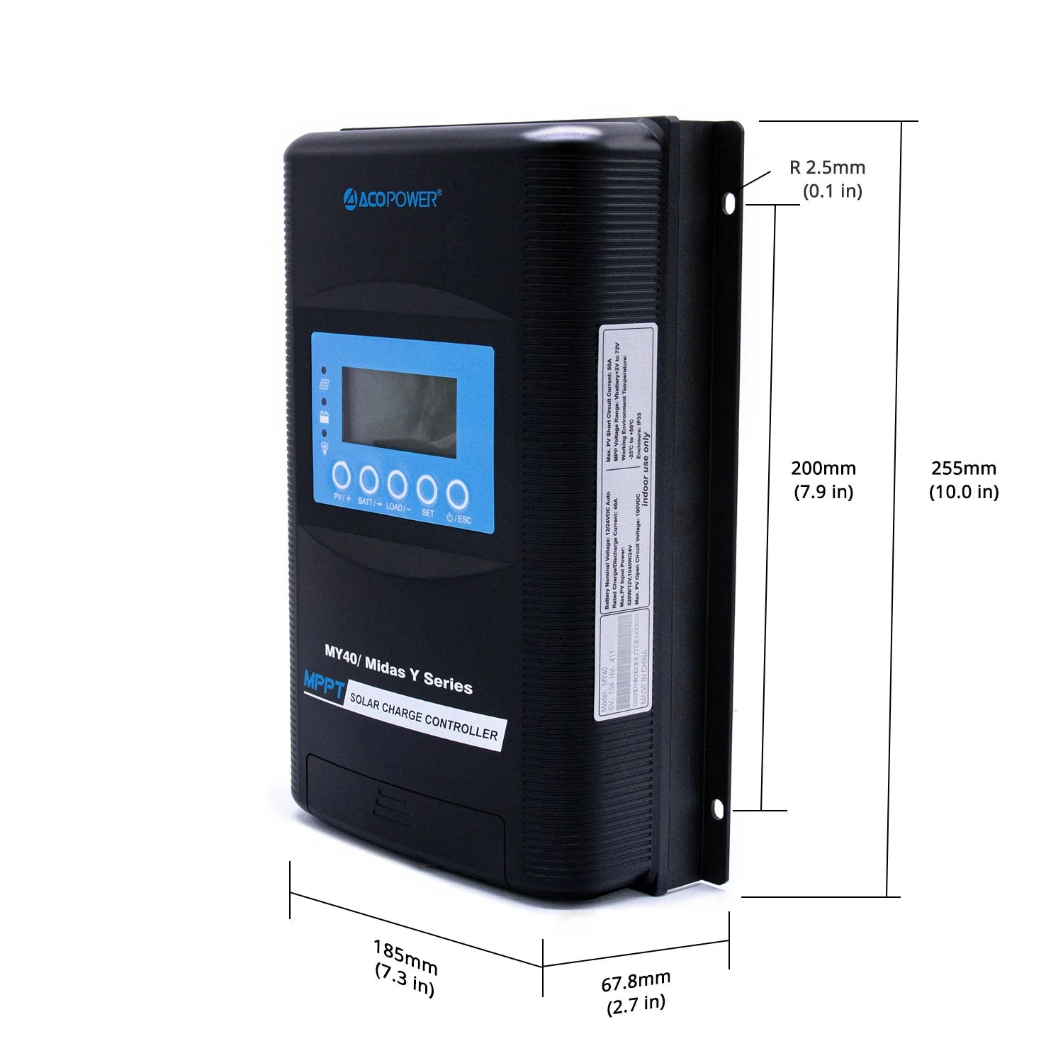 ACOPOWER Midas 40 Amp MPPT Solar Charge Controller for RV, Boat, Off-Grid Systems | 12V/24V Auto Recognition | Waterproof & Efficient Solar Panel Regulator