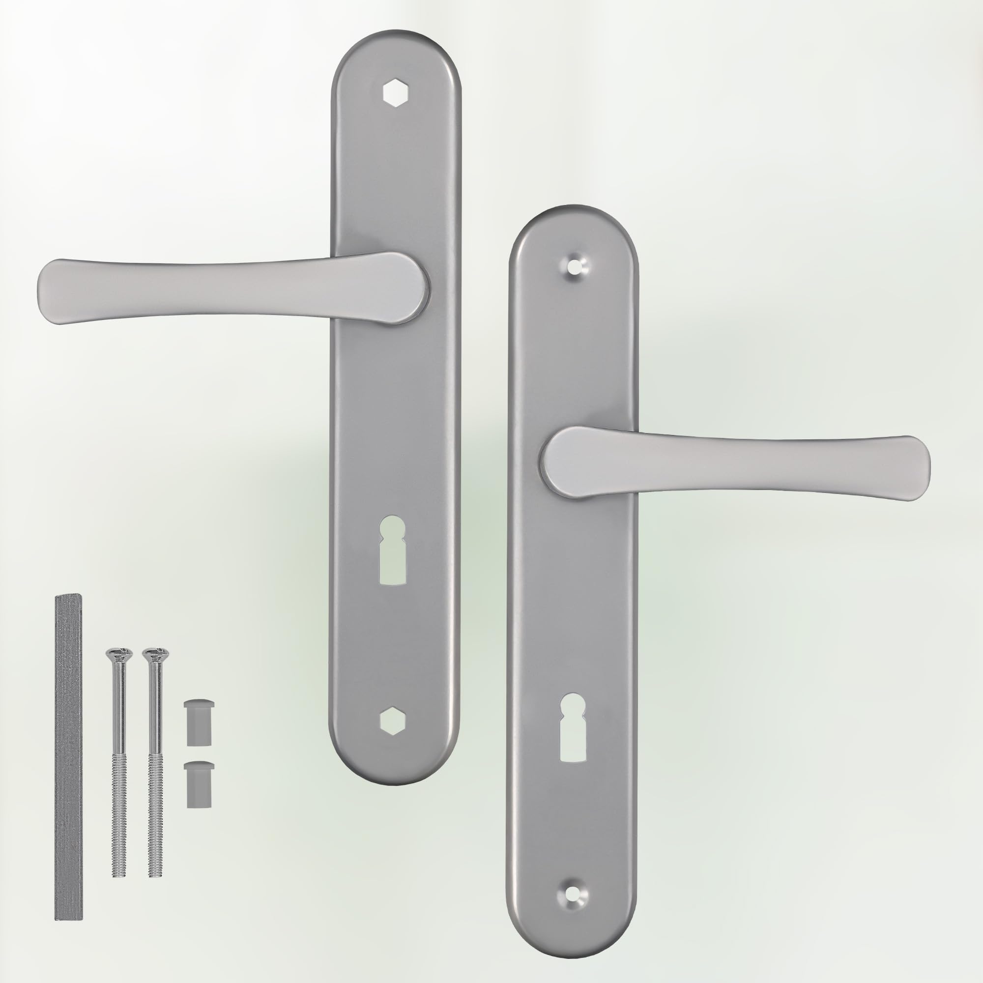 KOTARBAU® 72mm Left Right Deadlock Silver Door Handle Set - Durable Aluminum Long Plate Door Fitting for Bedroom, Bathroom & Interior Doors (Model 05907465904148) - Perfect for Home, Office & Commercial Spaces