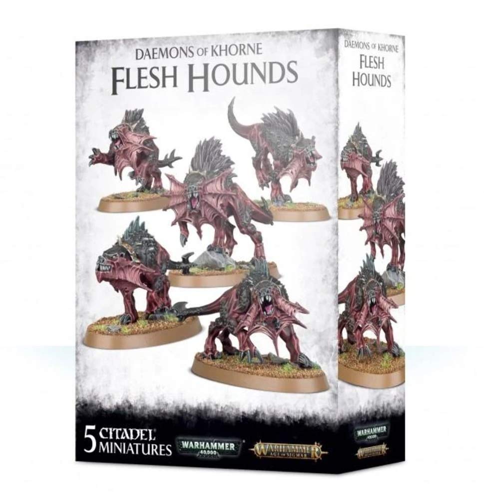 Games Workshop Warhammer Age of Sigmar & Warhammer 40,000 Daemons of Khorne Flesh Hounds Miniatures - Perfect for Tabletop Wargaming, Collecting, and Painting