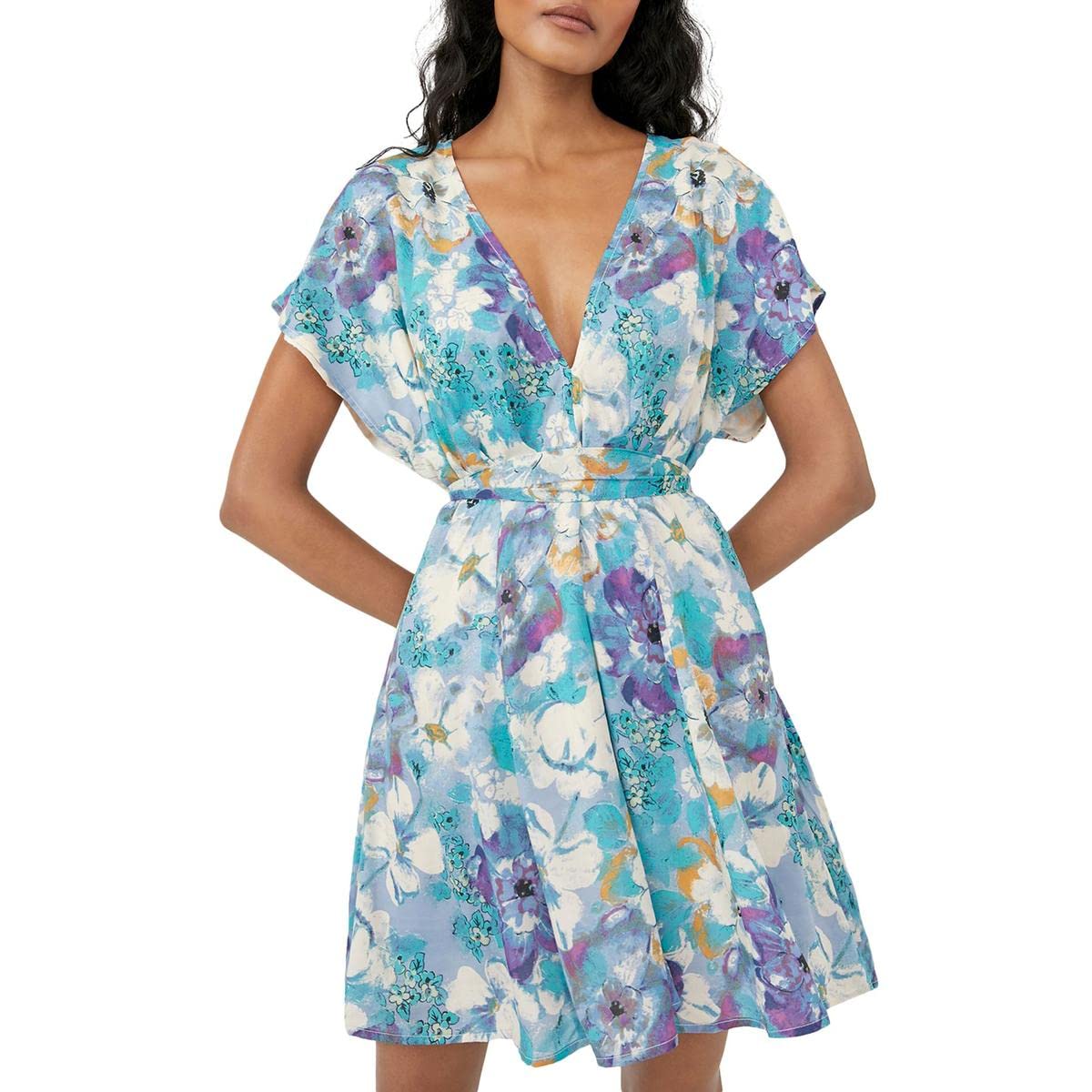 Free People Women's Freddy Tie Mini Dress - Flowy Boho Summer Dress for Beach, Music Festivals & Date Nights