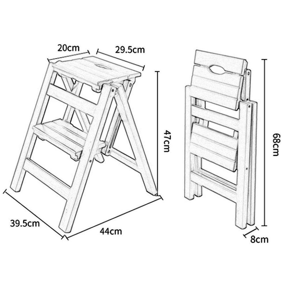 2-Tier Wooden Folding Step Stool for Home - Multifunctional Ladder Stool for Living Room, Bathroom & Library - Compact Indoor Climbing Stool for Kids & Adults - Perfect for Reaching High Shelves & Storage