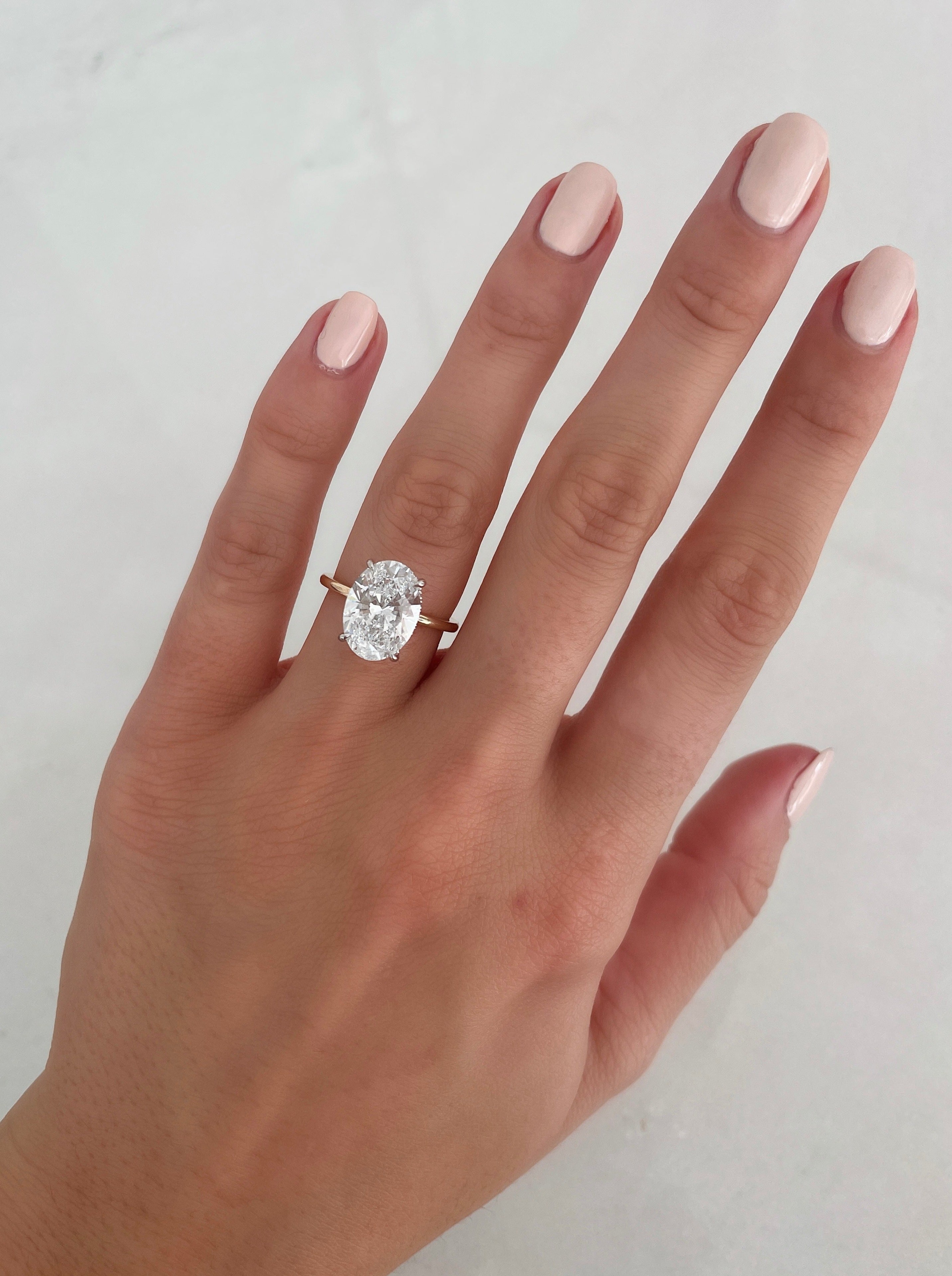 3.74 Carat Lab Grown Oval Diamond Engagement Ring with Whisper Thin® Hidden Halo Setting - Perfect for Proposals, Weddings & Anniversary Gifts